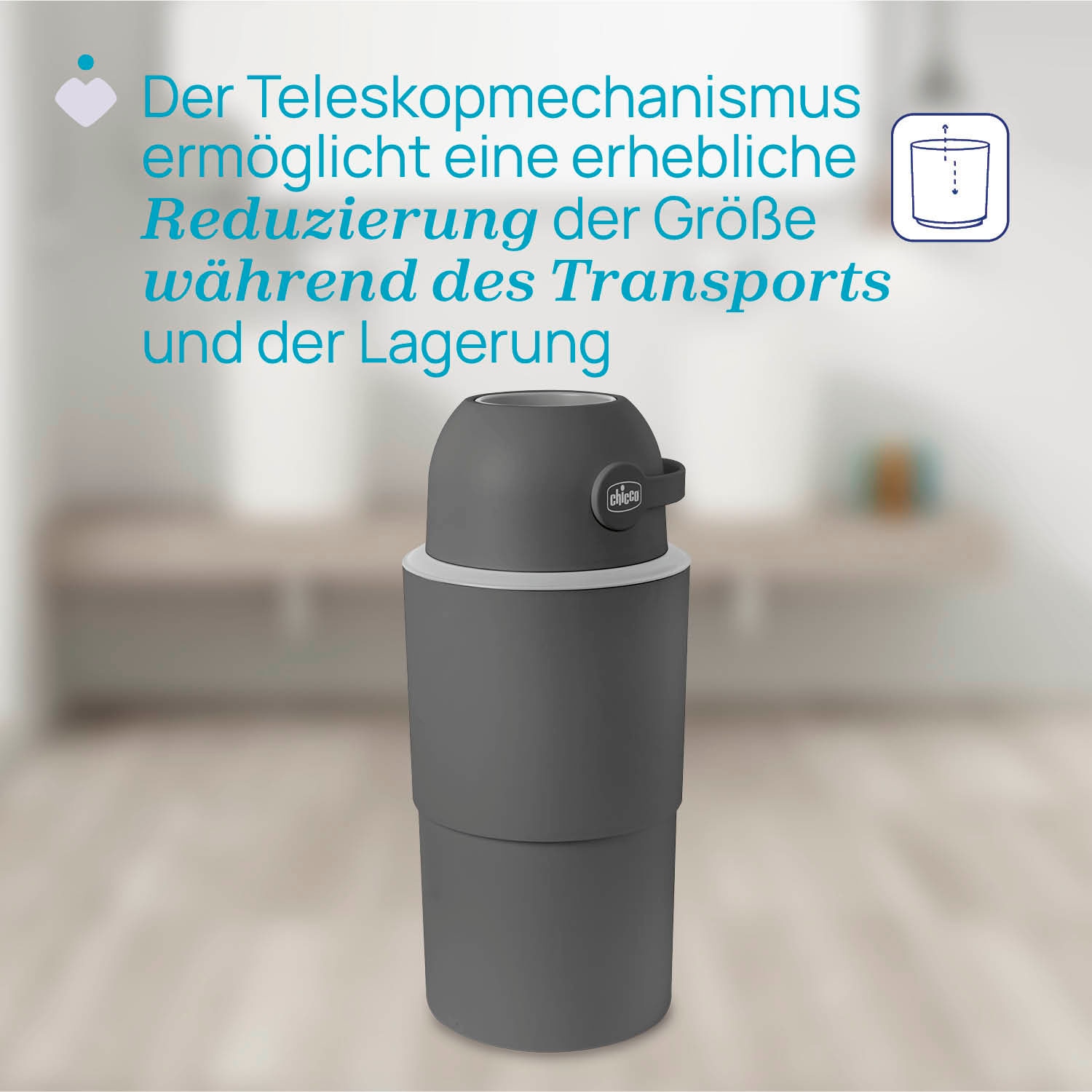 Chicco Windeleimer »Teleskop, Odour off XL« inklusive 1 Pck. Müllbeutel Odour Off und einem Müllbeutelspender