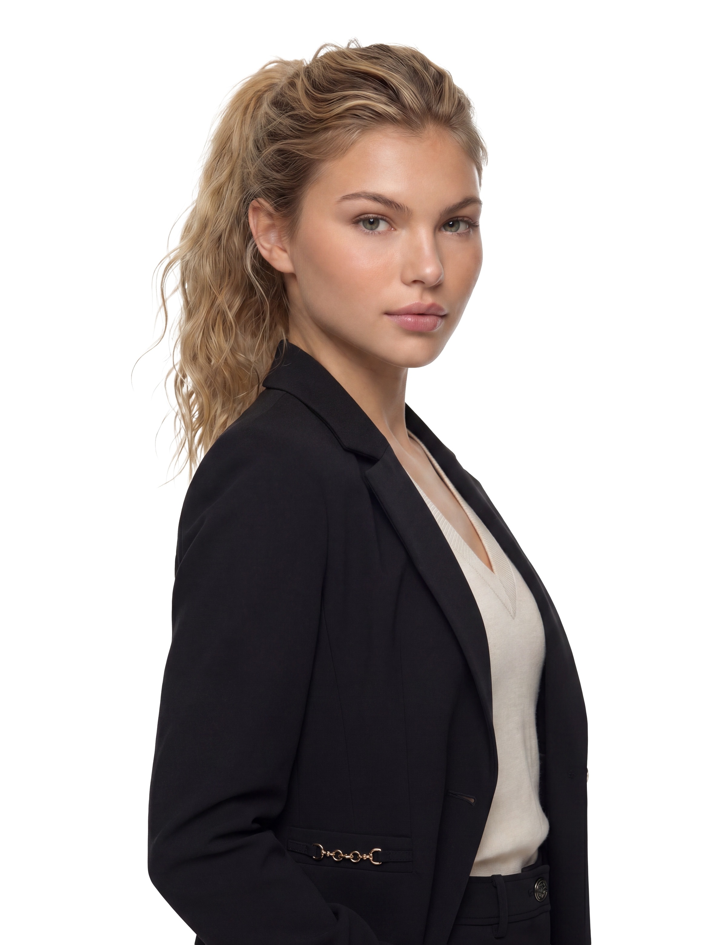 Guess Blazer court »WANDA SINGLE BREAST CHAIN« avec poches décorées, mélange de viscose