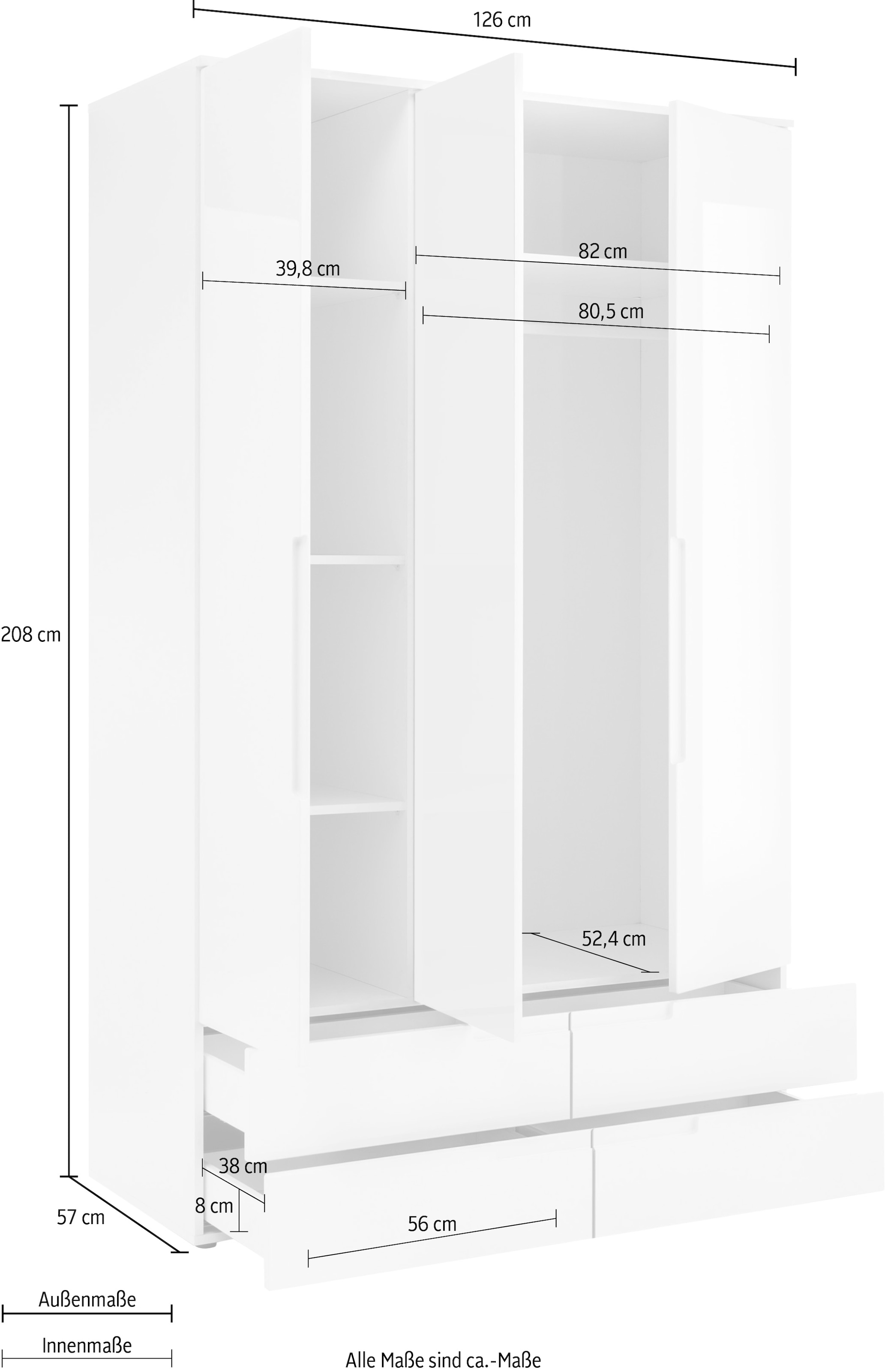 Schlafkontor Armoire à portes battantes »Spice« avec façade brillante