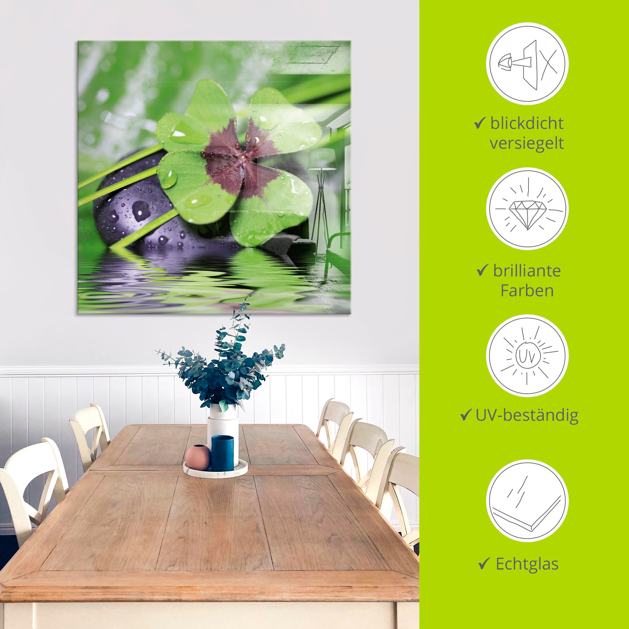 Artland Glasbild »Glücksklee... Entspann mal wieder« Zen 1 Stk. tlg. in verschiedenen Grössen