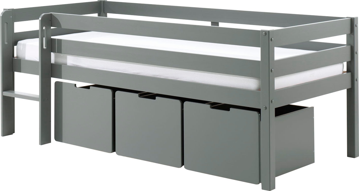 Vipack Spielbett »Pino, Kiefer massiv, mit Rolllattenrost, 3 Rollboxen, Made in Europe« B/H/T ca. 207,6x83x104,9cm, inkl. Leiter und Absturzschutz,  wahlweise mit oder ohne Hängeregal, 2 Farben zur Auswahl