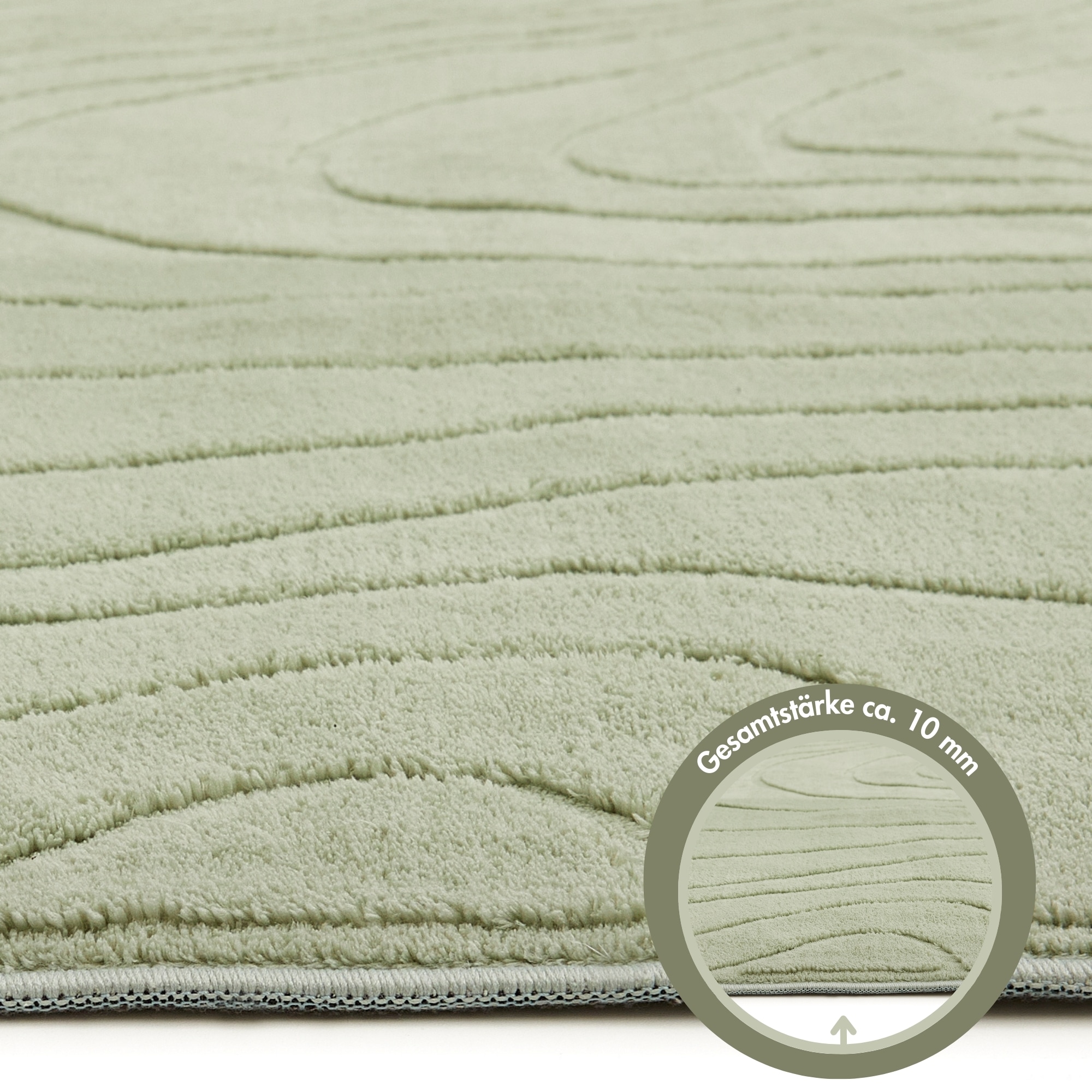 Andiamo Tapis »Dale« Rectangulaire 10 mm Höhe Couleurs unies, structure en relief, effet carving, salon