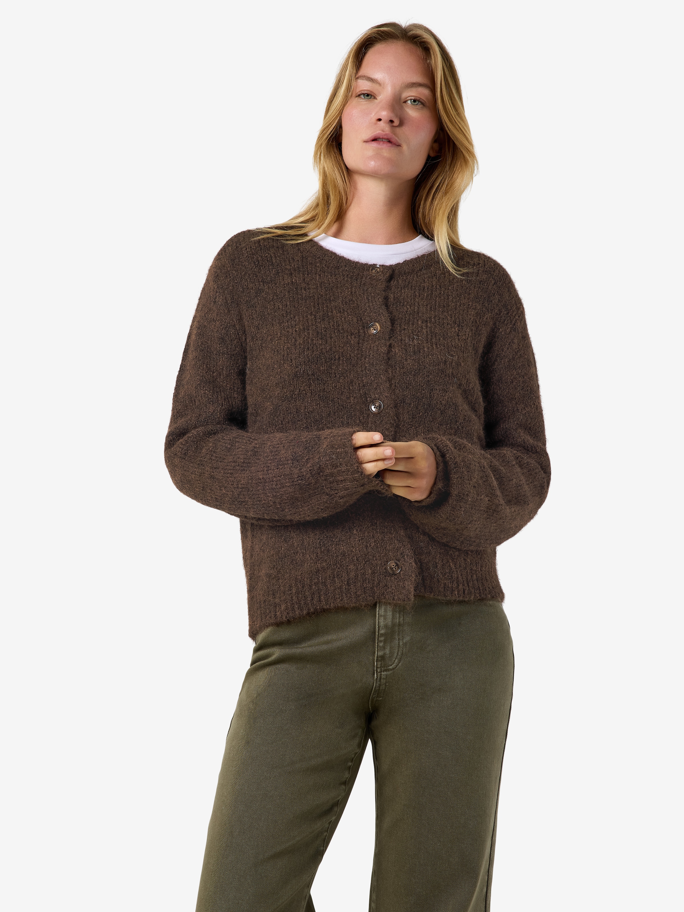 Noisy may Veste en tricot »NMSUTTON L/S O-NECK KNIT CARDI NOOS« Materialmix, relaxed fit