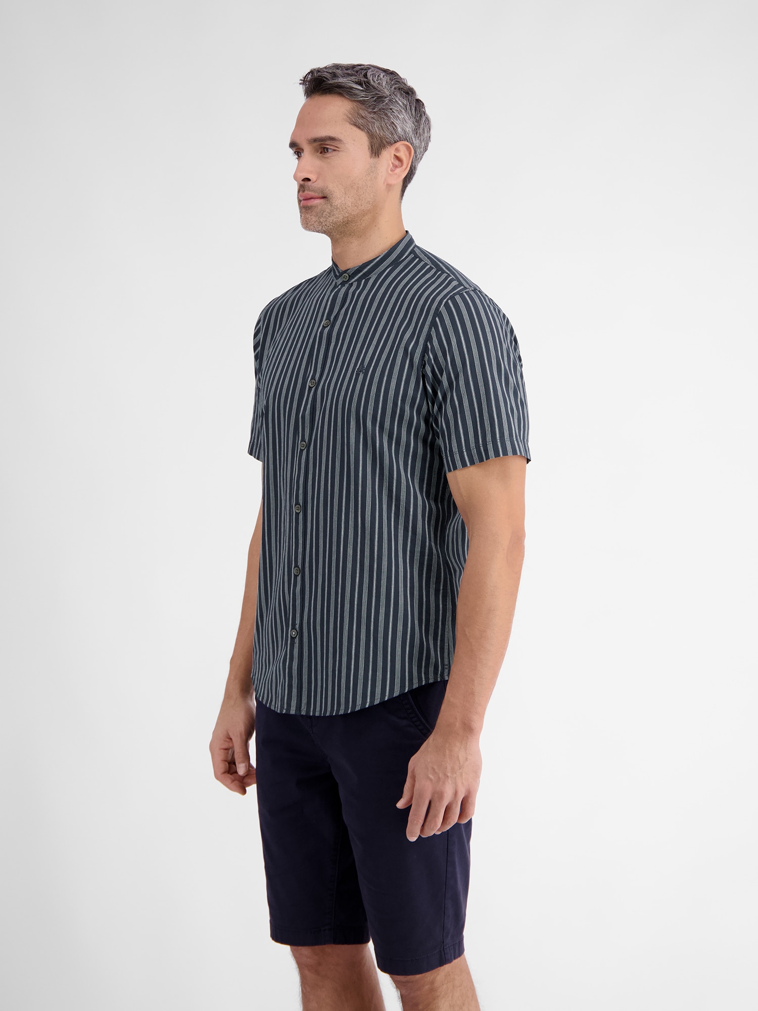 LERROS Kurzarmhemd »Gestreiftes Hemd mit Stehkragen«