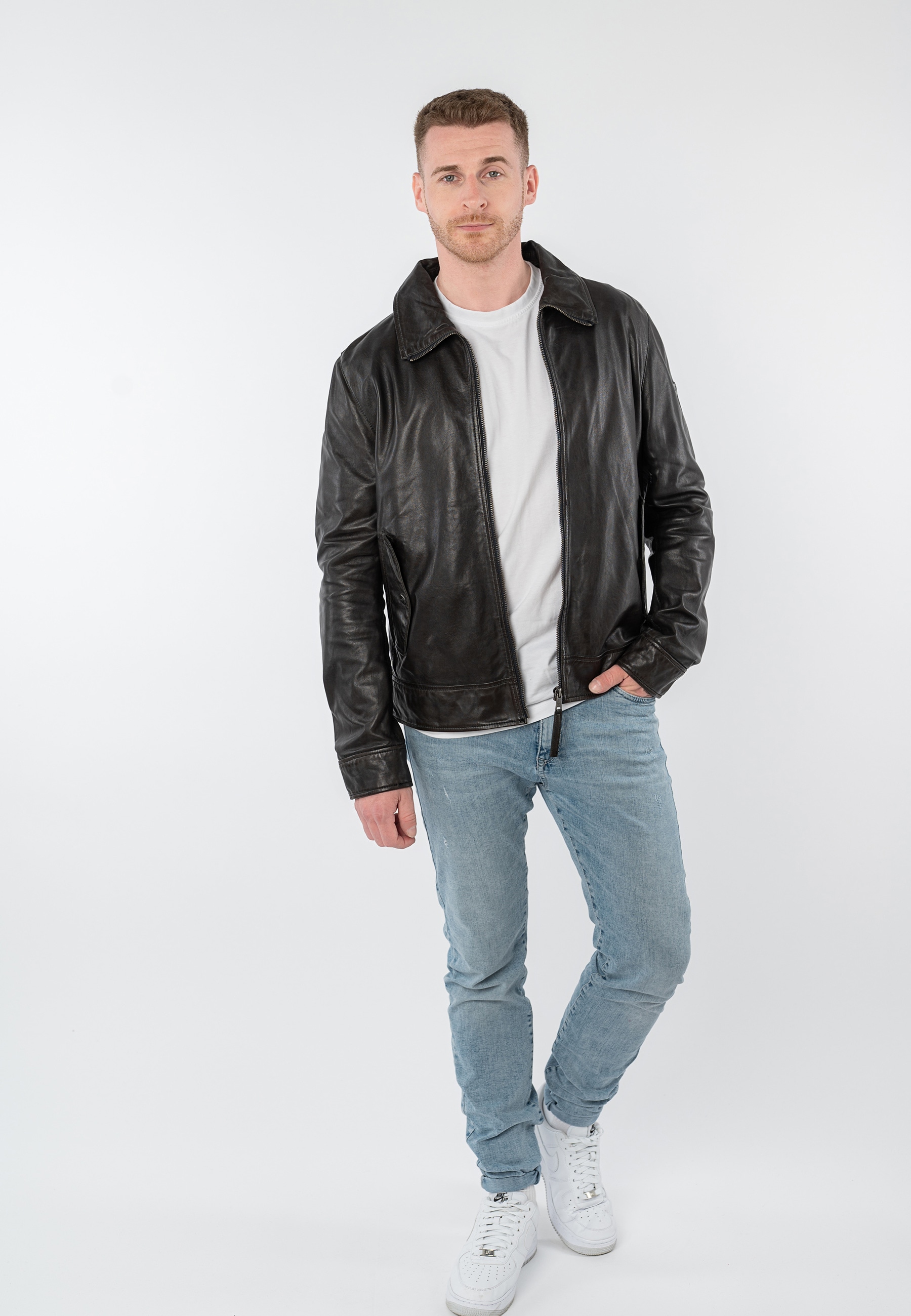 Mauritius Veste en cuir »MMVylli« mit Umlegekragen