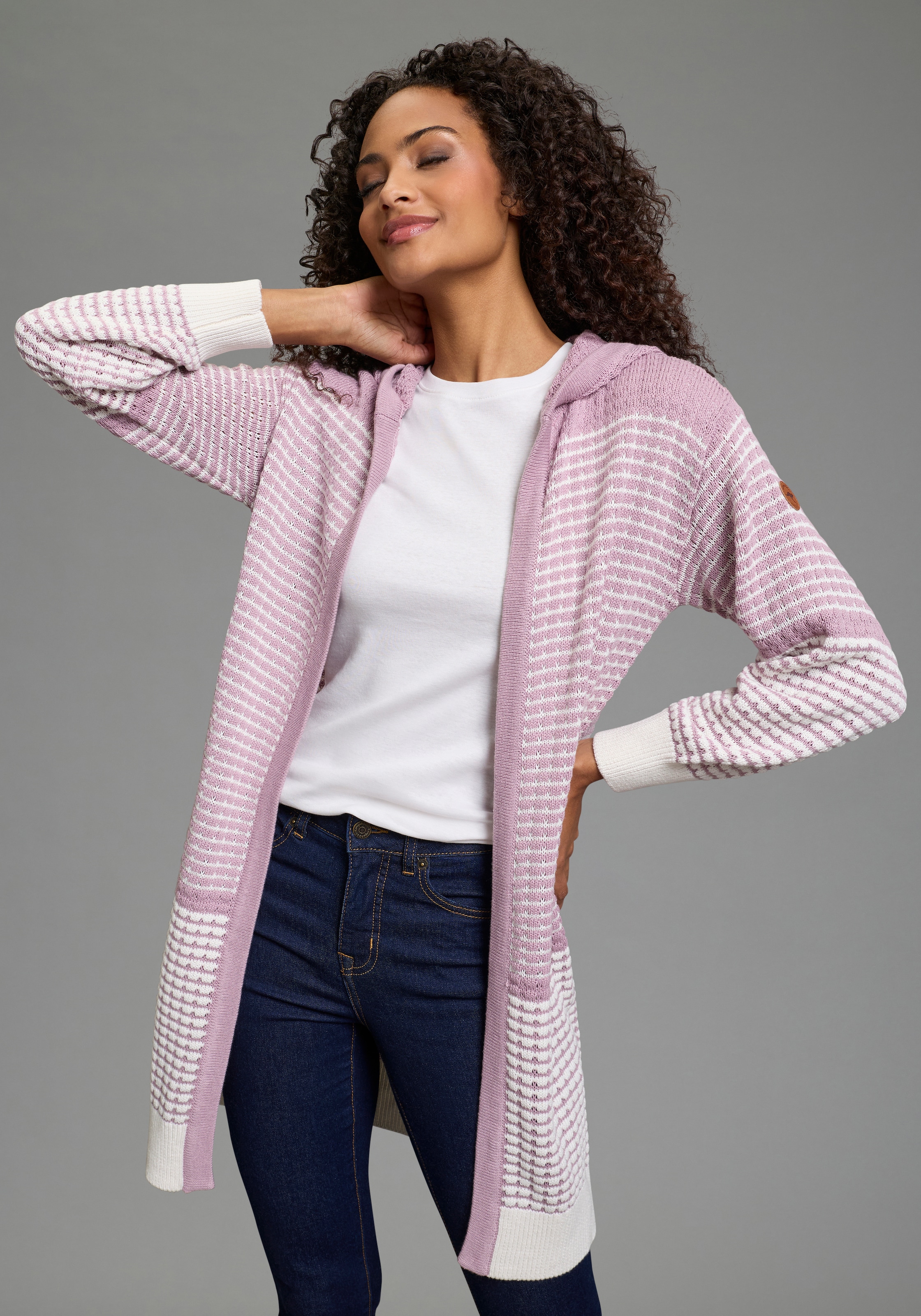 KangaROOS Cardigan à capuche mit angesagtem Strickmuster