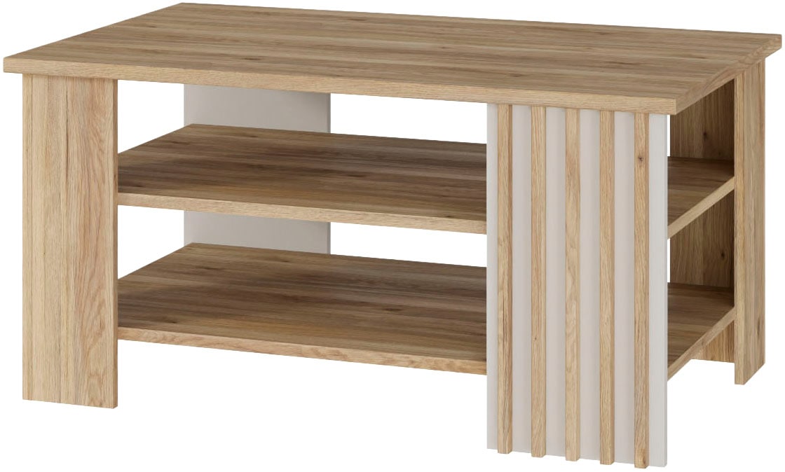 FORTE Table basse »Forte Arank Coffee Table 100x50, 2 Ablageböden« L/H/P 100/50/60 cm, aspect lamelles