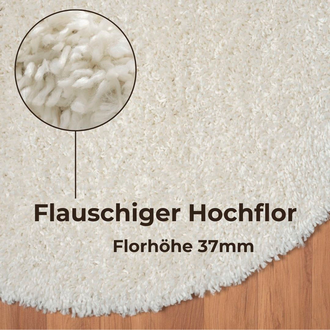 GOODproduct Hochflor-Teppich »Banji« rund 37 mm Höhe Uni Farben, weich und flauschig, auch als rechteckig erhältlich