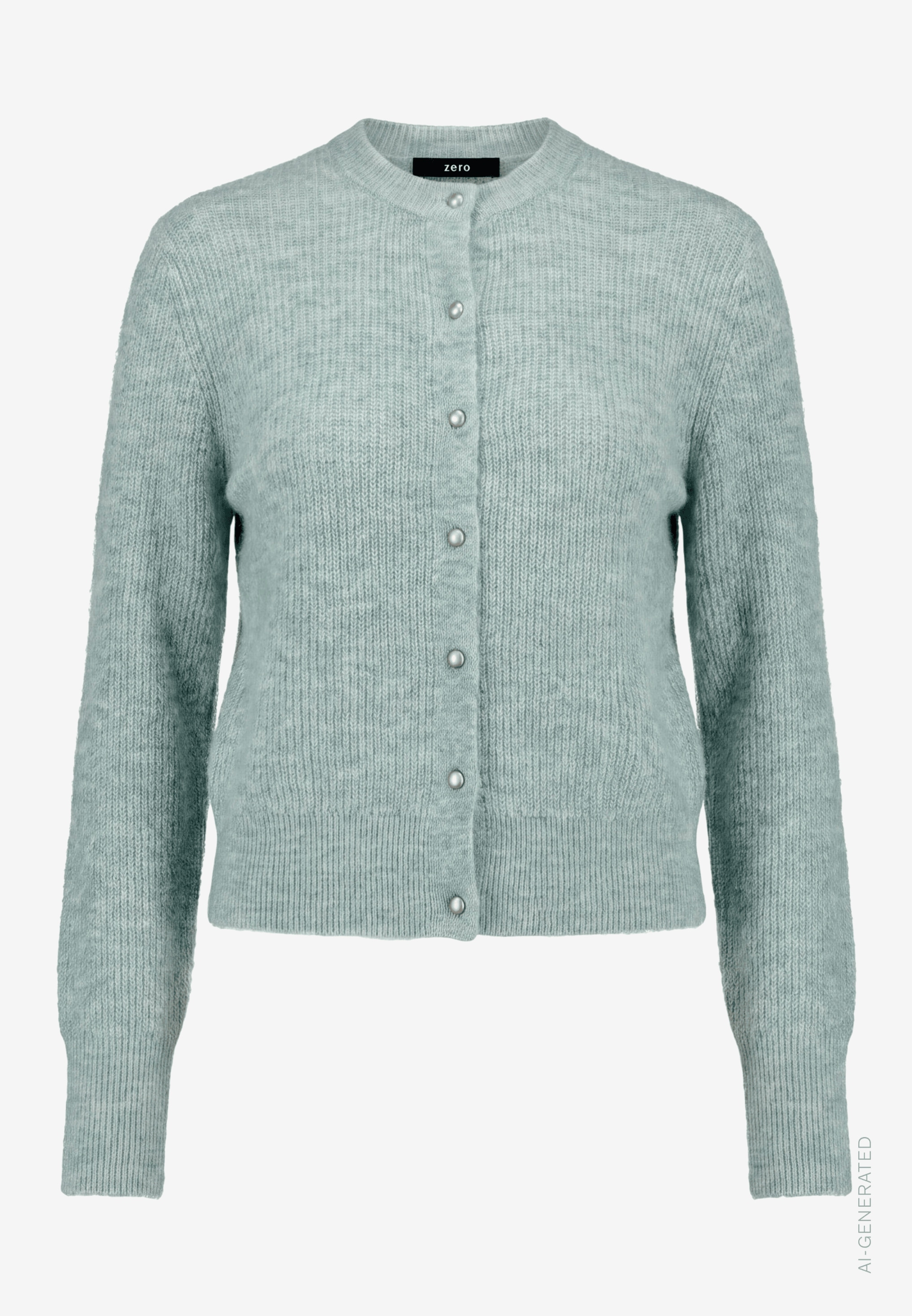 Zero Strickjacke Cardigan mit Rundhals / Knopfleiste / mit Wolle