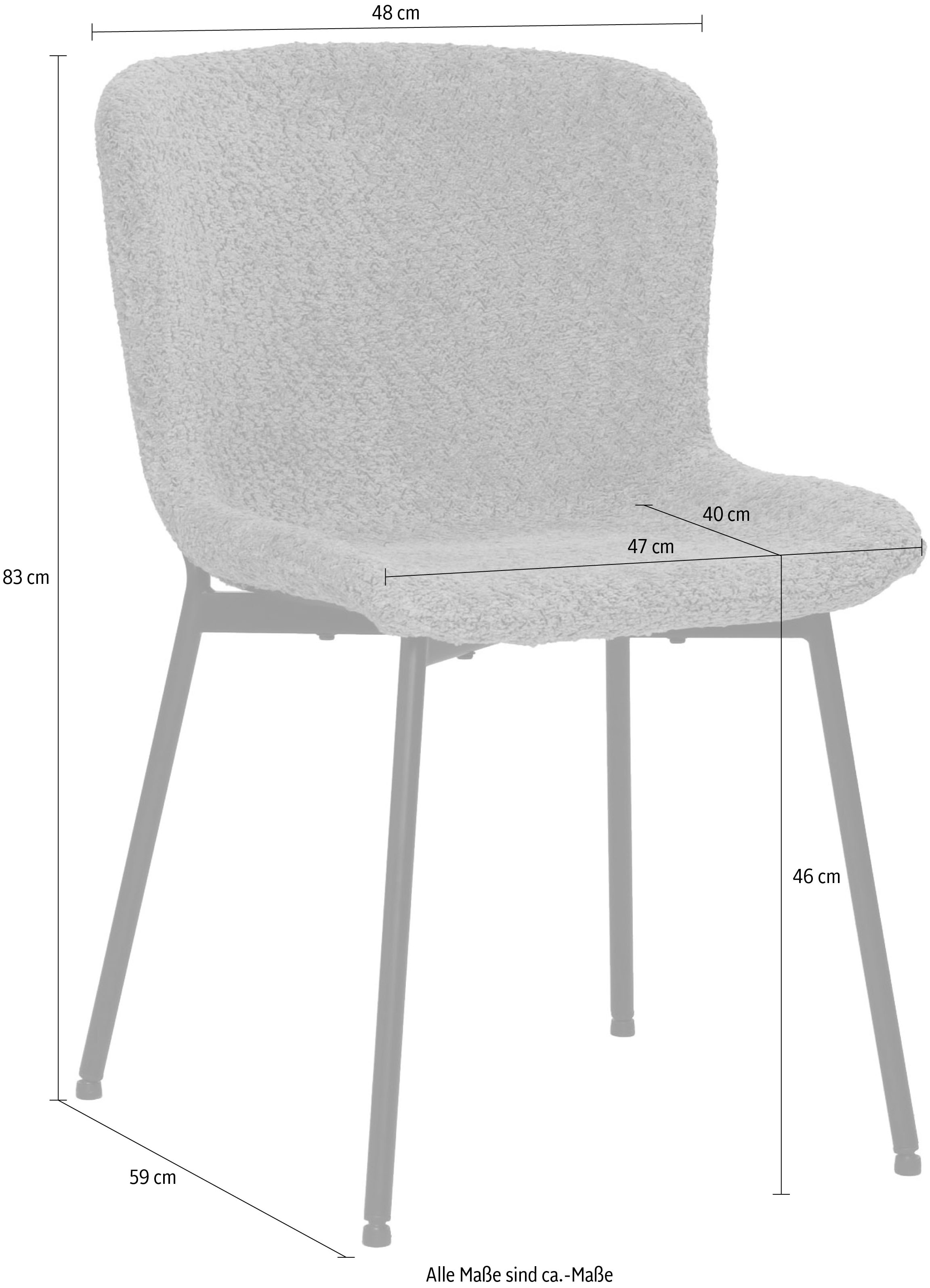SIT Chaise à 4 pieds »Manila 2er-Set Bouclé Esszimmerstühle mit Metallgestell skandinavisch« (Ensemble) 2 cuisRevêtement bouclé Öko-Tex & pieds en métal noirs style scandinave