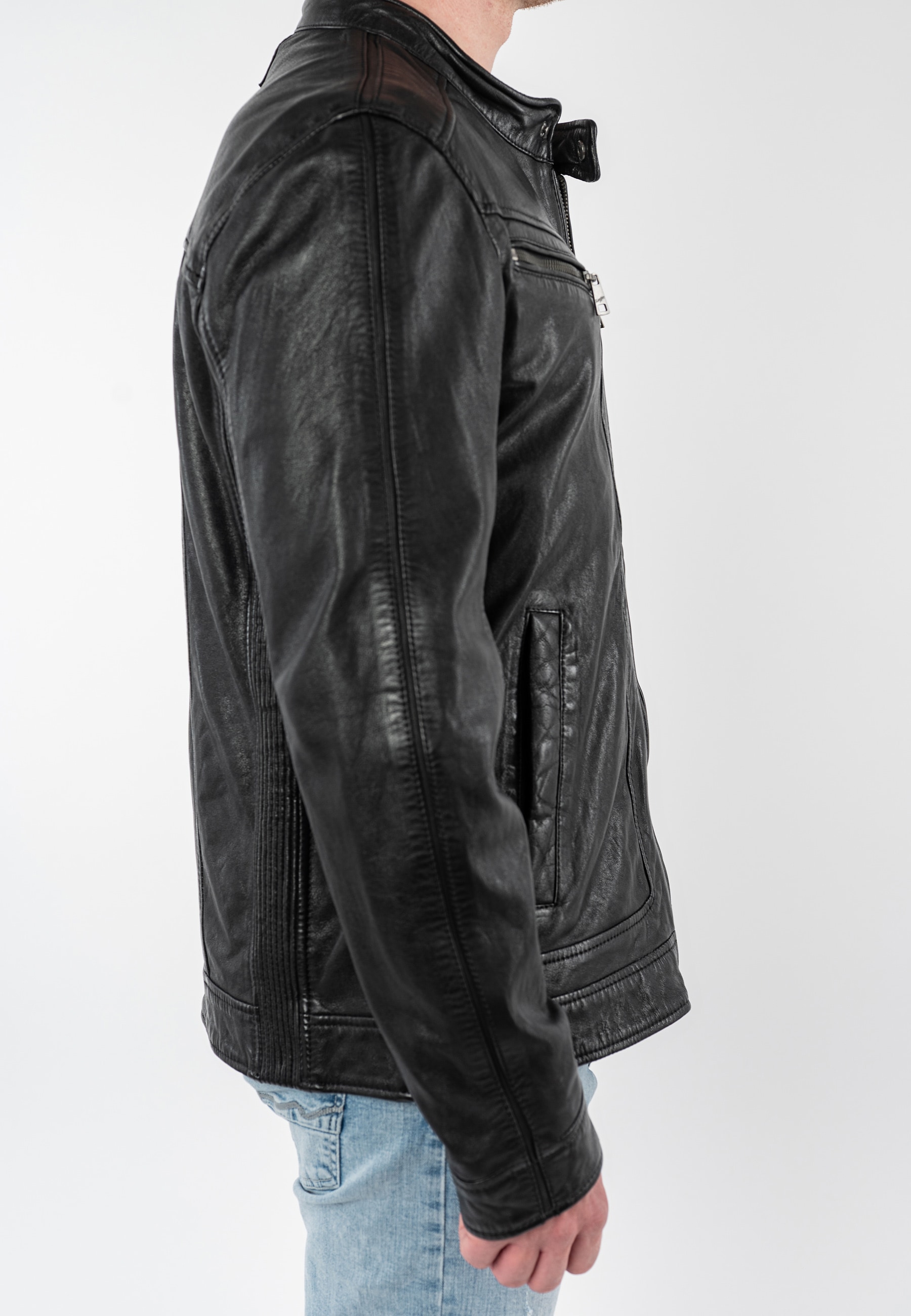 Mauritius Veste en cuir »MMRoley« mit Bikerkragen