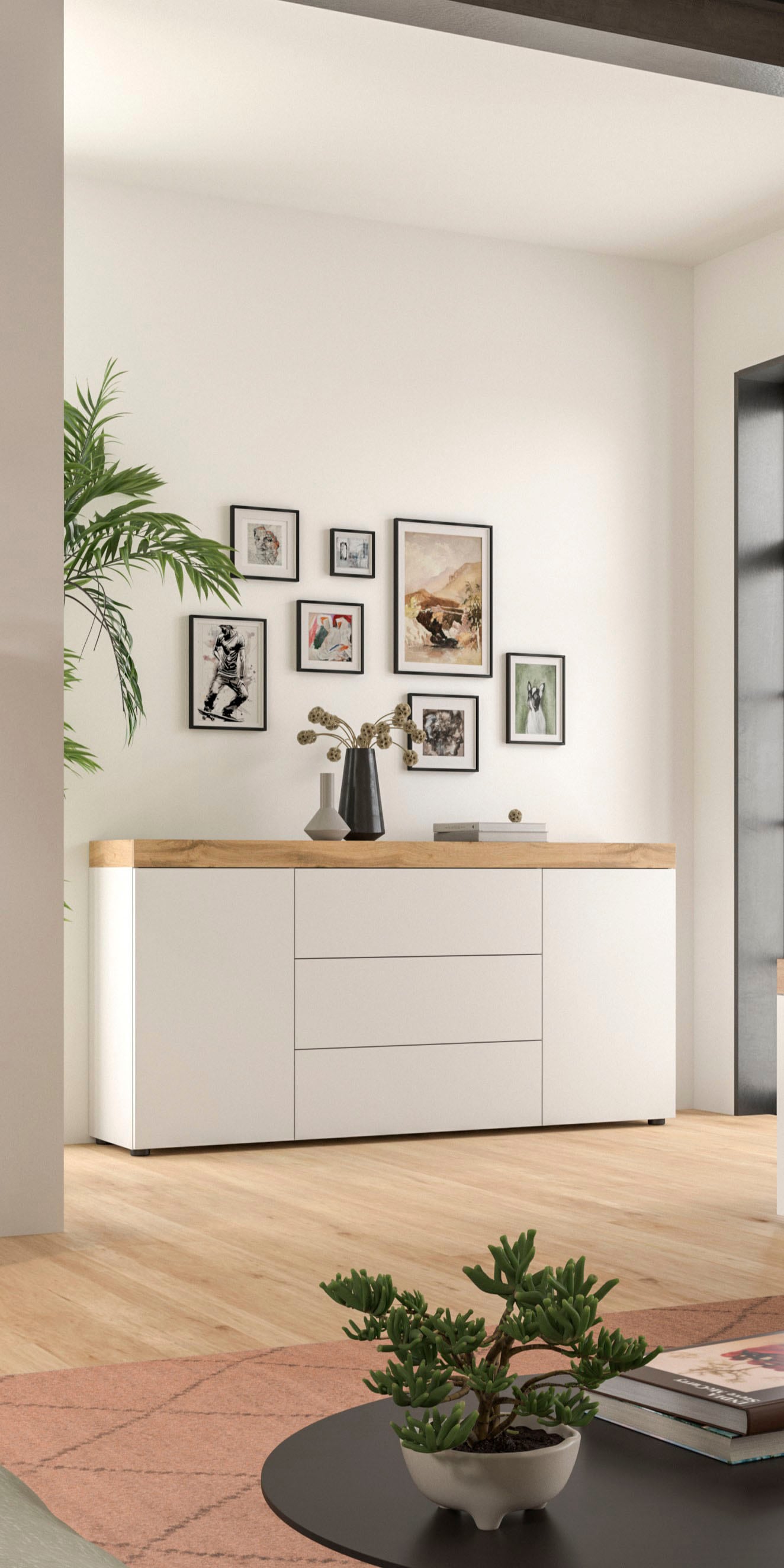 GOODproduct Sideboard »MAMBO, TOPSELLER!, Breite 160cm, 2 Türen, 3 Schubkästen, push-2-open« 2 farbige Ausführung, in verschiedenen Farben erhältlich, 1 cuis tlg. Kommode, Anrichte, Wohnzimmer, Schlafzimmer