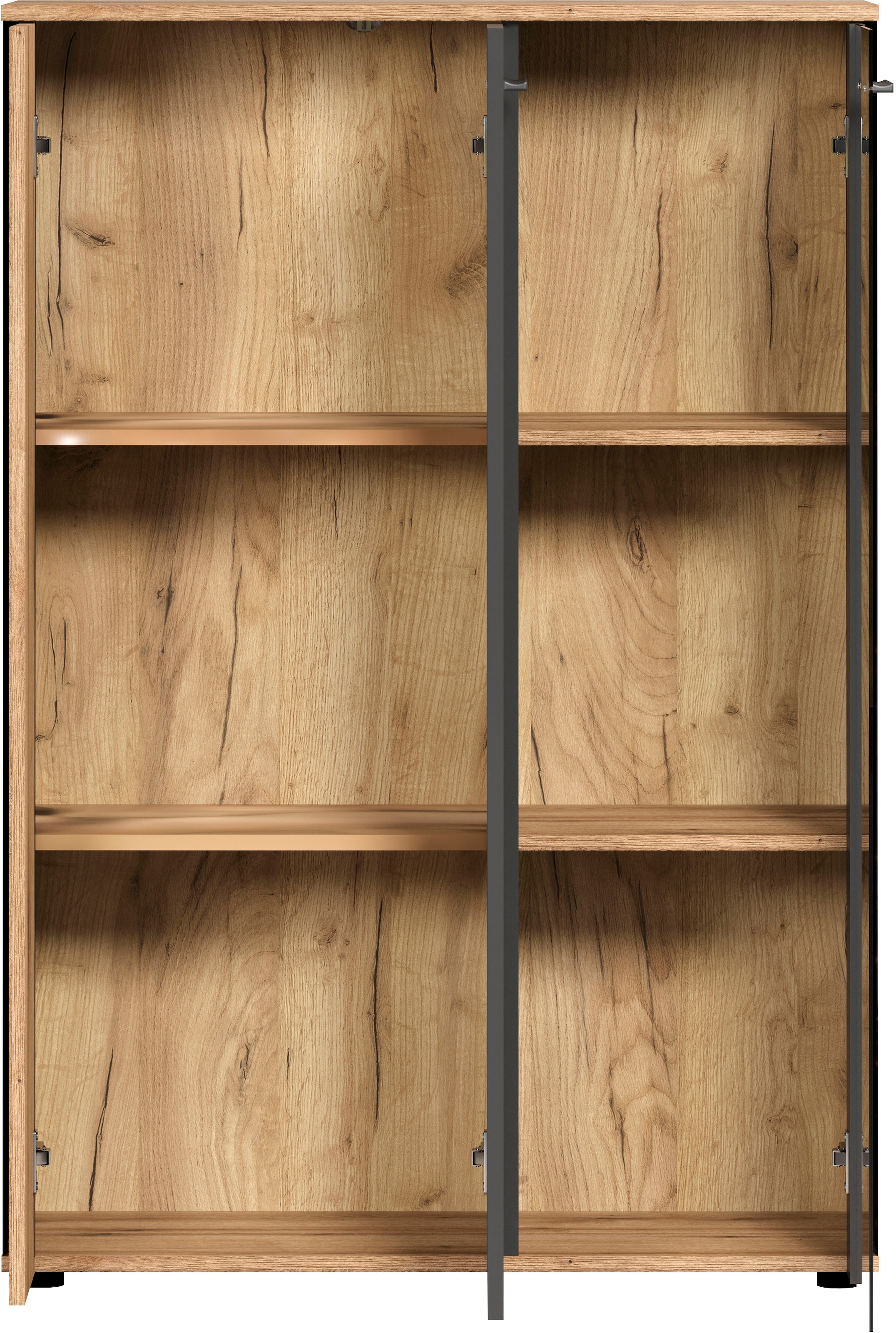 Home affaire Buffet haut »Estepona« 1 cuis tlg. vitrine, porte à effet rainuré, largeur 91 cm
