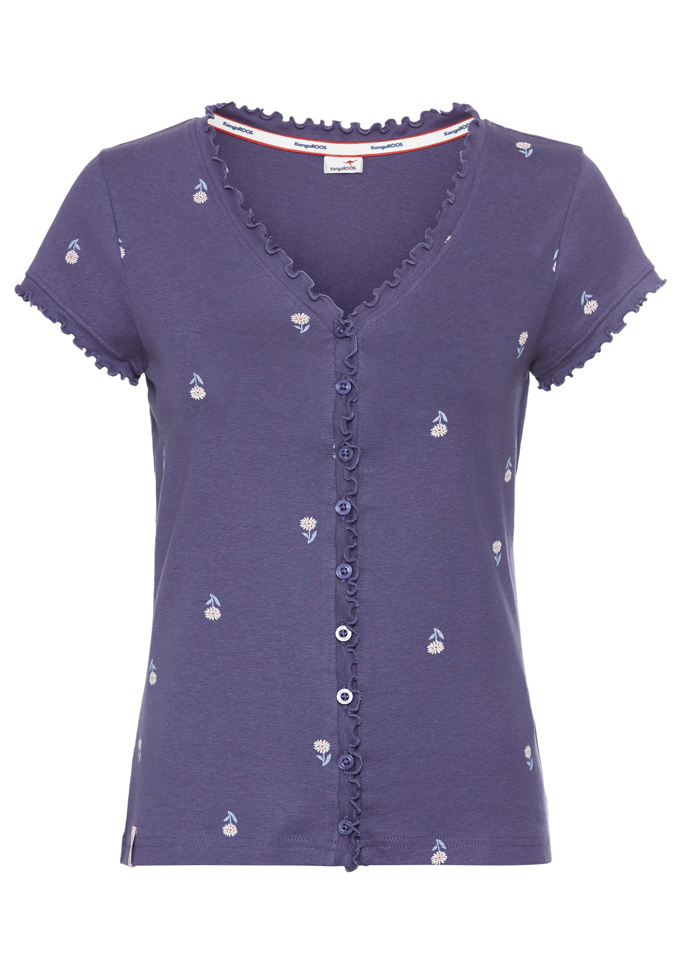 KangaROOS Kurzarmshirt kurzärmelig,  figurbetont,  aus Baumwolle