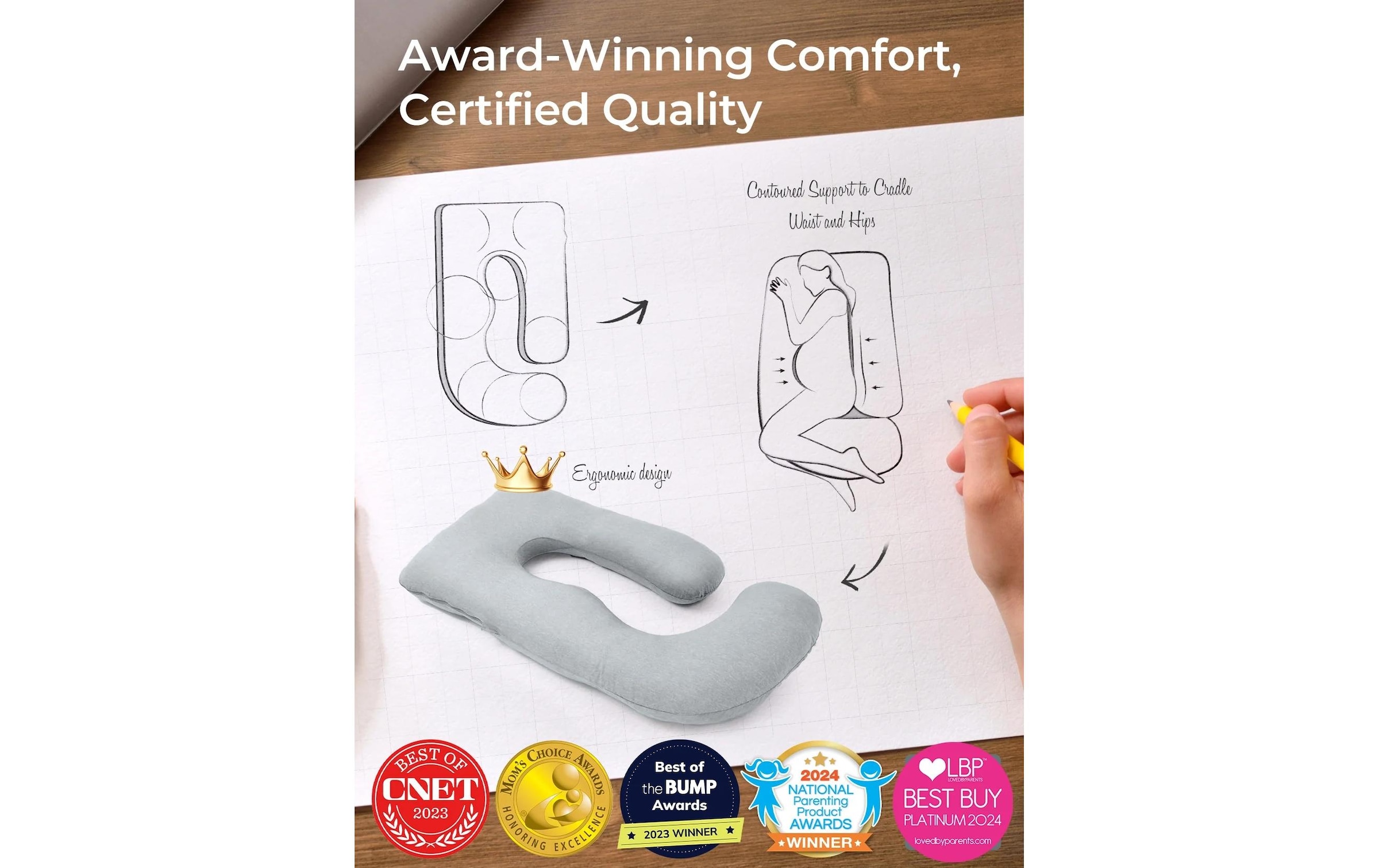 Momcozy Coussin d'allaitement »Schwangerschaftskissen mit kühlendem Stoff 148 x 78 cm«