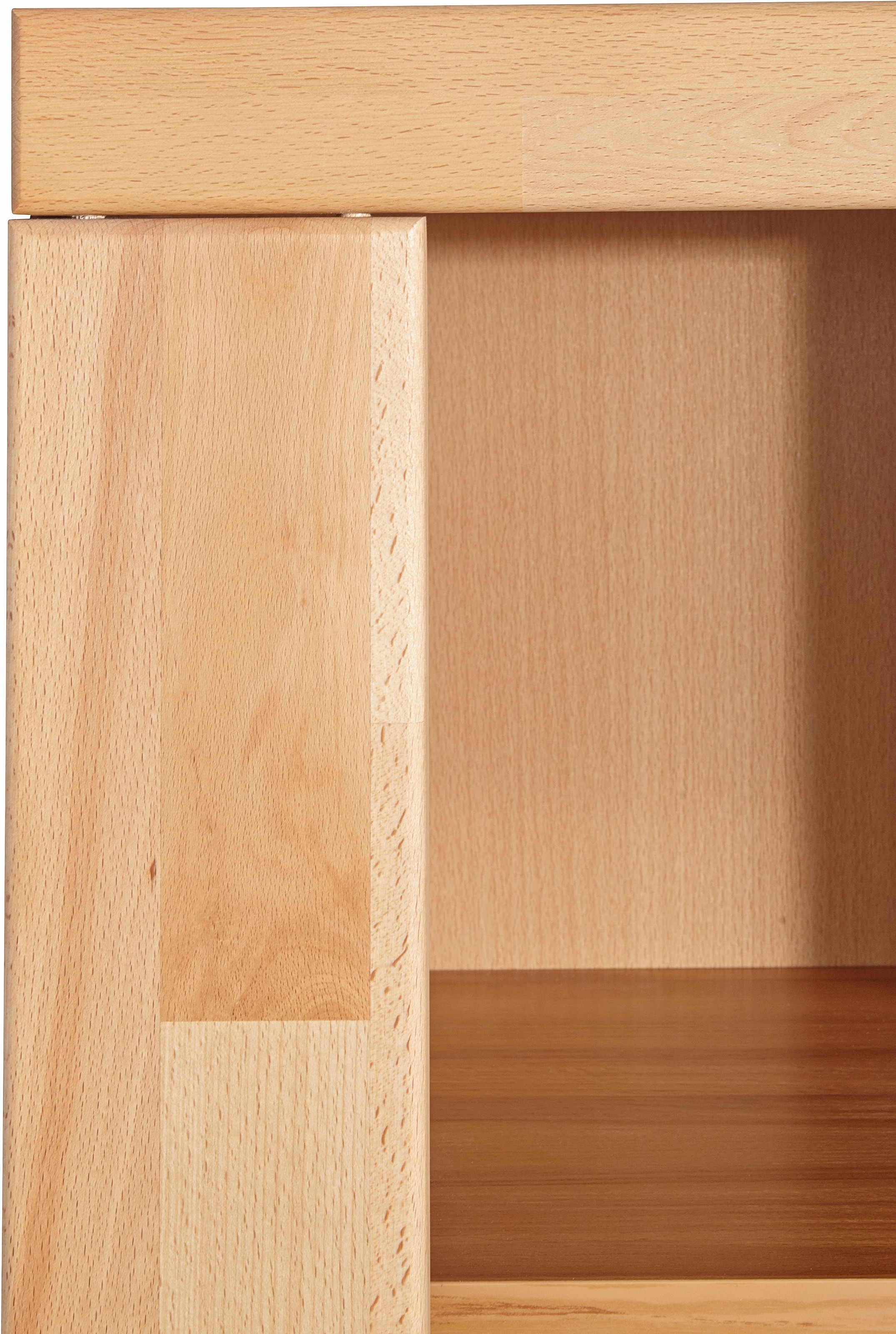 GOODproduct Vitrines »ZARA81, 2 Fächer geschlossen, geölt, Wohnzimmer, teilmassiv Kernbuche« B/T/H:60/40/145cm, Front massivholz, Tür L/R, wein Regal, Griffleiste