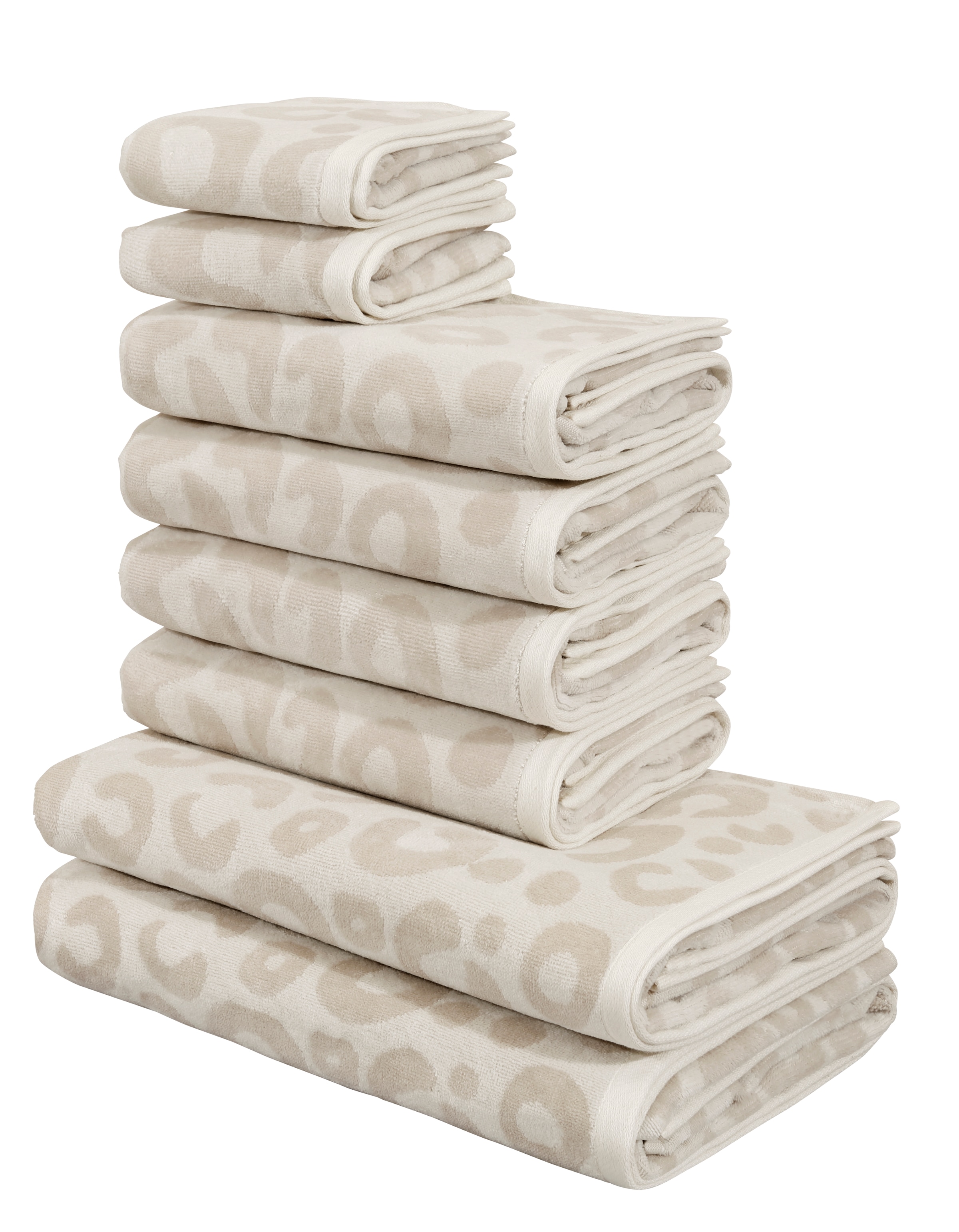 GOODproduct Handtuch Set »Anna Leopardenmuster, 8-tlg Handtuch-Set, 100% Baumwolle« Set 8 Frottiervelours Duschtücher, Handtücher und Gästetücher, weich, modern, Animal Print