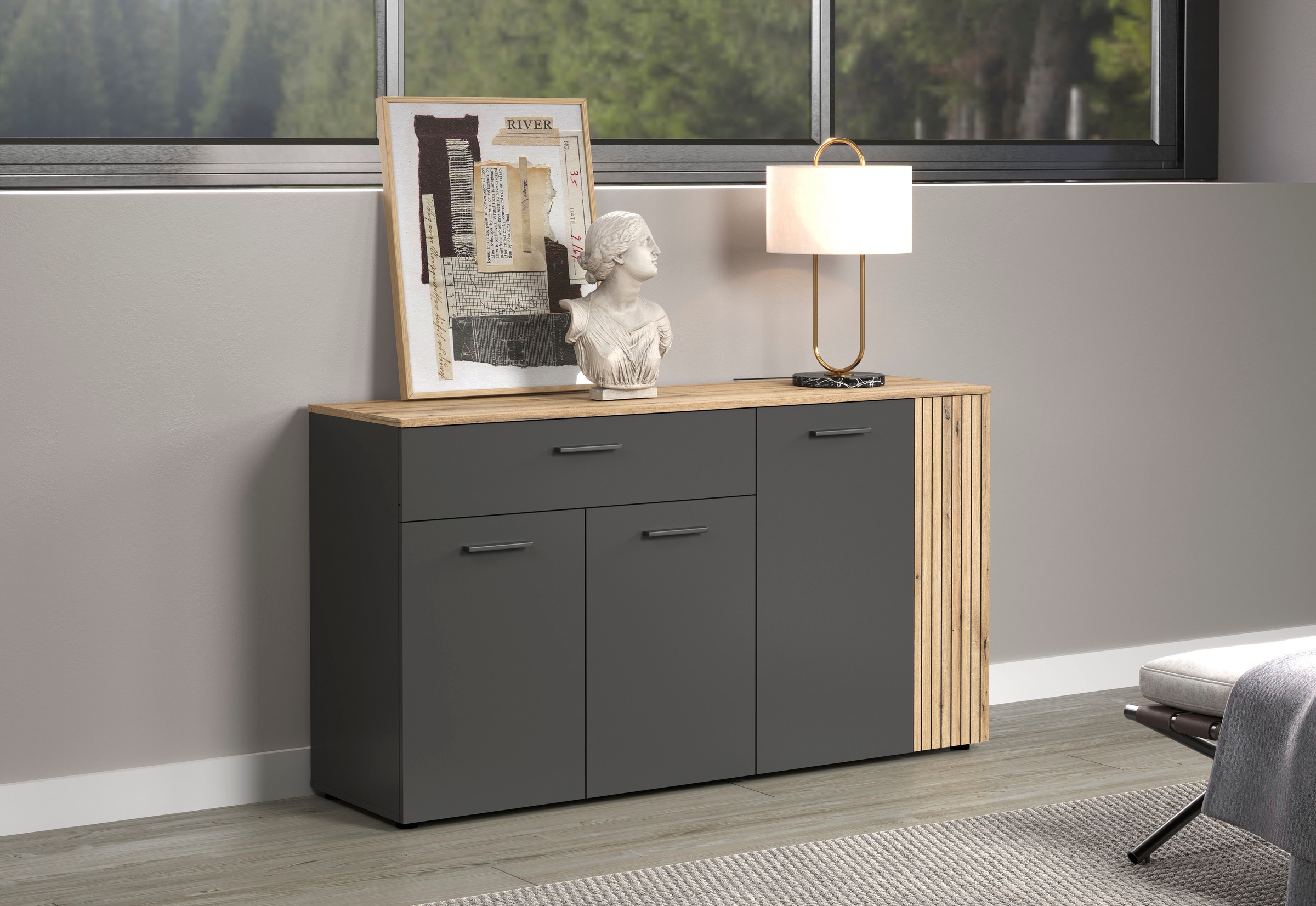 Home affaire Buffet »Estepona« 1 cuis tlg. commode, aspect panneau acoustique ; largeur 150 cm