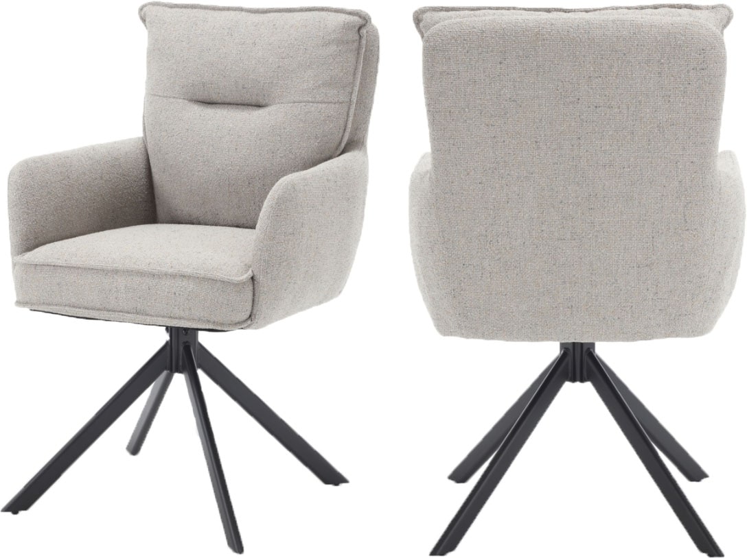 SalesFever Chaise de salle à manger »Austin - Armlehnstuhl mit hochwertiger Taschenfederkern-Polsterung« () 1 cuisEsszimmersessel: 360° Drehfunktion mit stilvollem Metallfuss