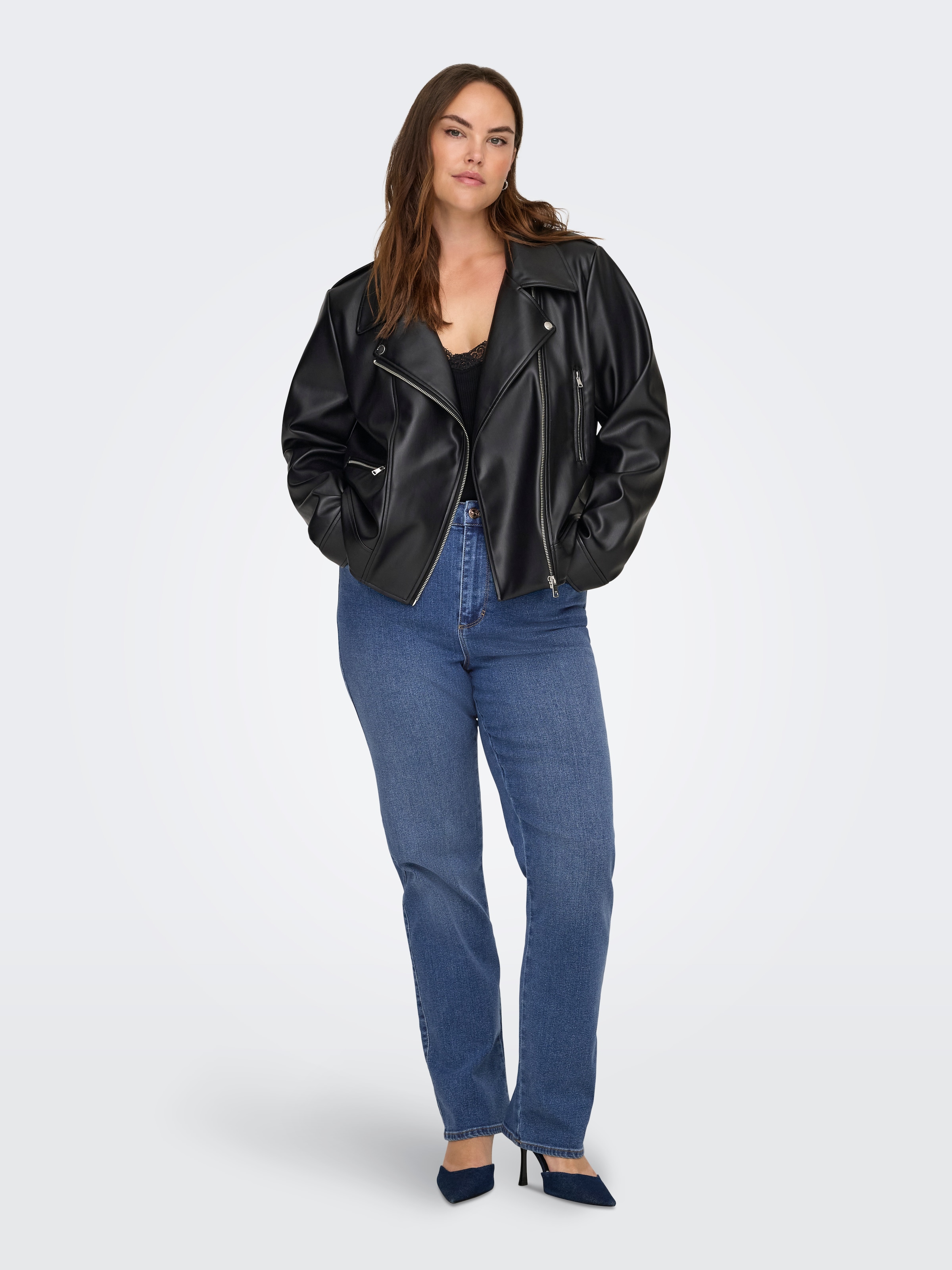 ONLY CARMAKOMA Lederjacke »CARCARMEN FAUX LEATHER BIKER OTW NOOS«