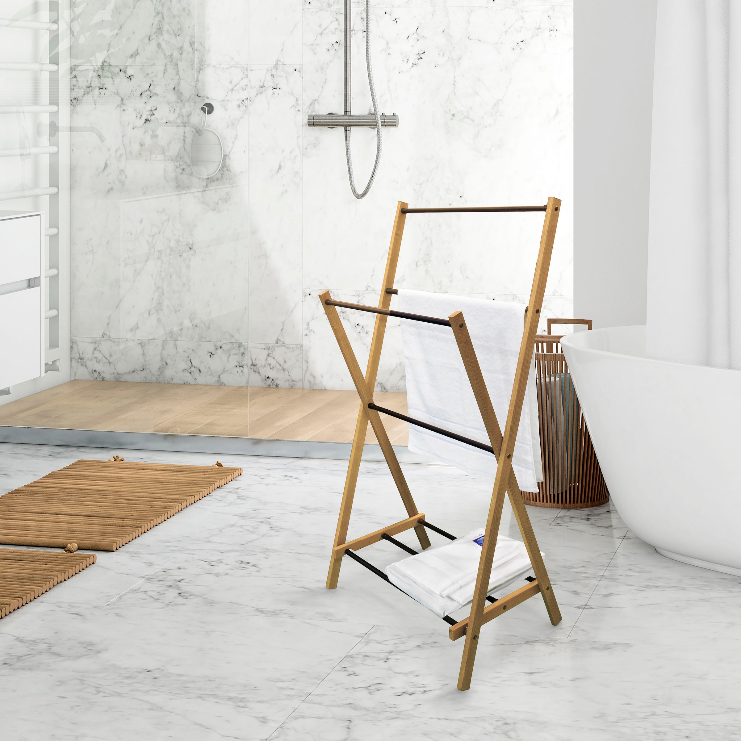 Bischof Wäscheständer »/Handtuchhalter« Metall/Eschenholz, 5 kg. Belastbarkeit