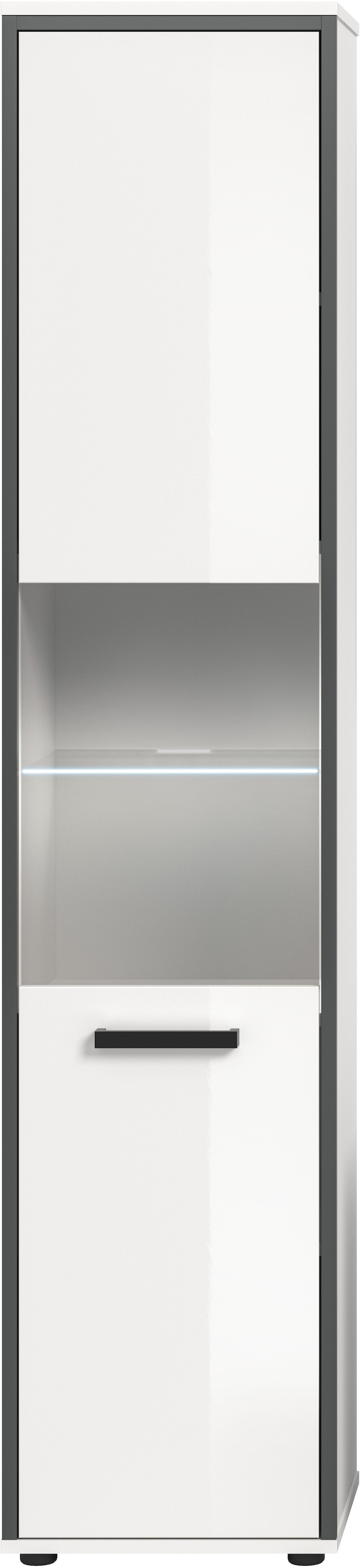 welltime Armoire haute »KAJO, hochglanz Front, inkl. Beleuchtung, Glastür, 6 Fächer« 2 cuis tlg. Badschrank, Hochschrank, Bad, Badezimmer