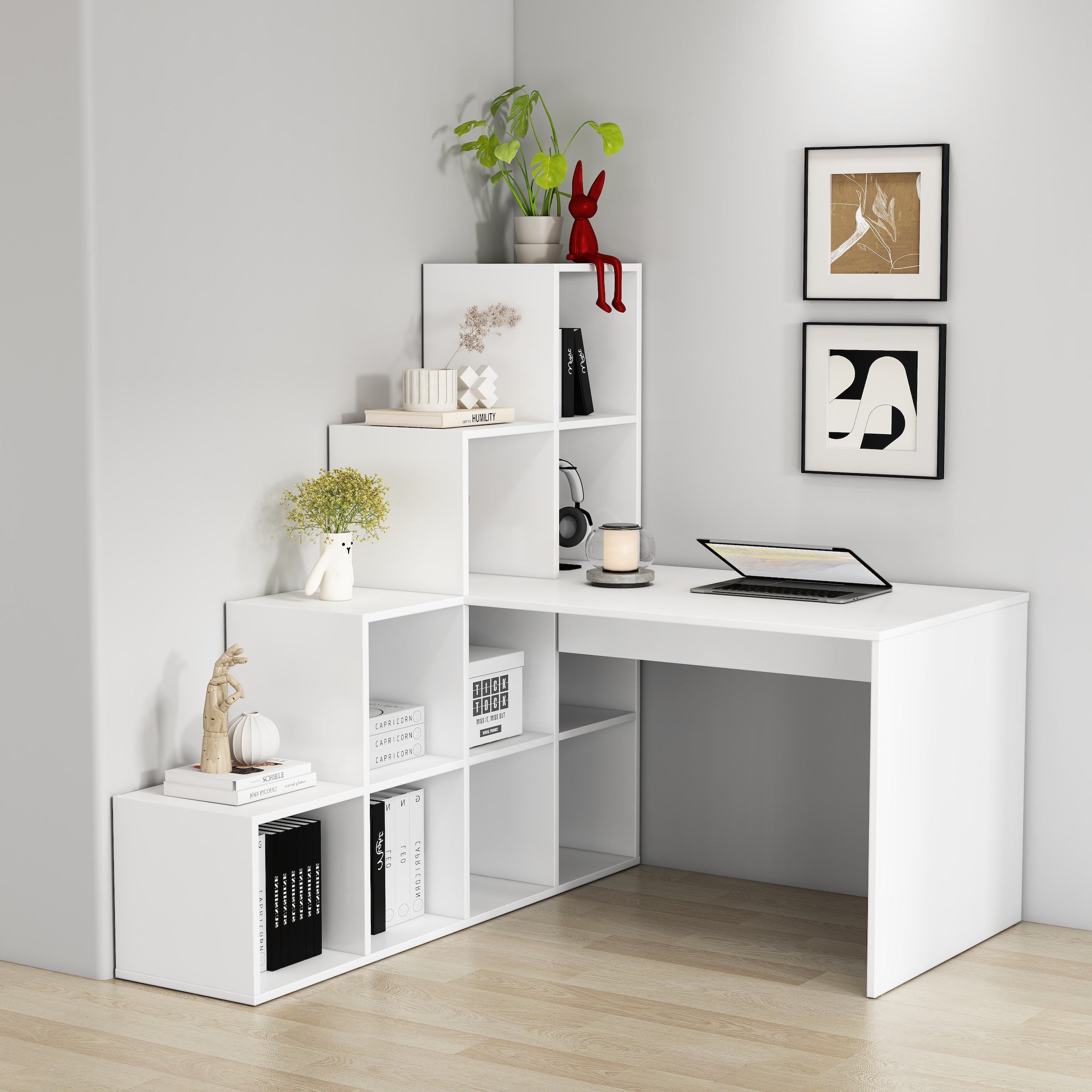 GOODproduct Regal-Schreibtisch »Ciela« flexible Aufstellmöglichkeiten, wechselseitig  montierbar, B. 137 cm