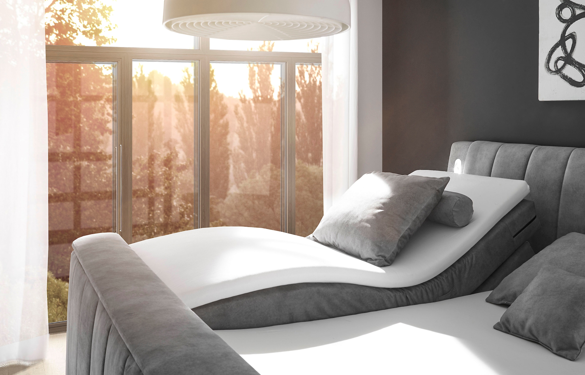 ED EXCITING DESIGN Boxspringbett »Dallas« 6 Stk. tlg. inkl. Topper, LED-Beleuchtung, motorisierter TV Halterung und Motor
