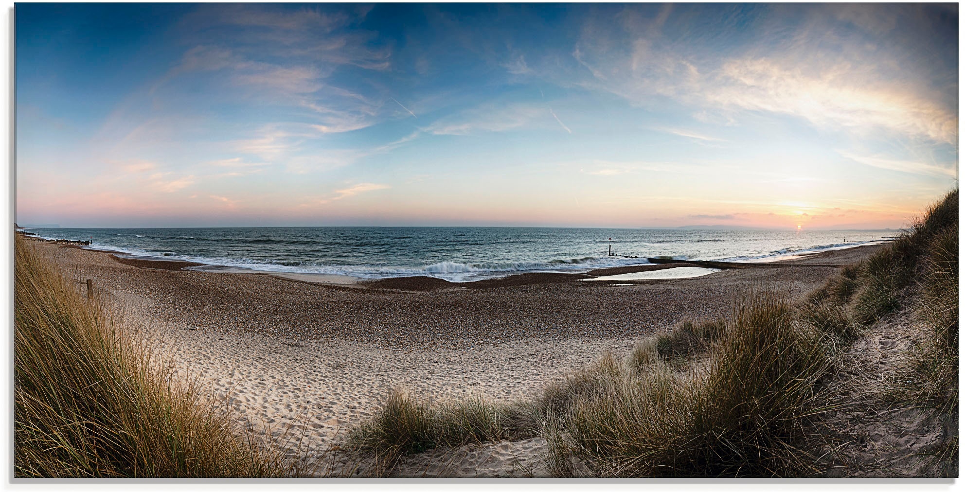 Artland Glasbild »Strand und Sanddünen am Hengistbury Head« Küste 1 Stk. tlg. in verschiedenen Grössen