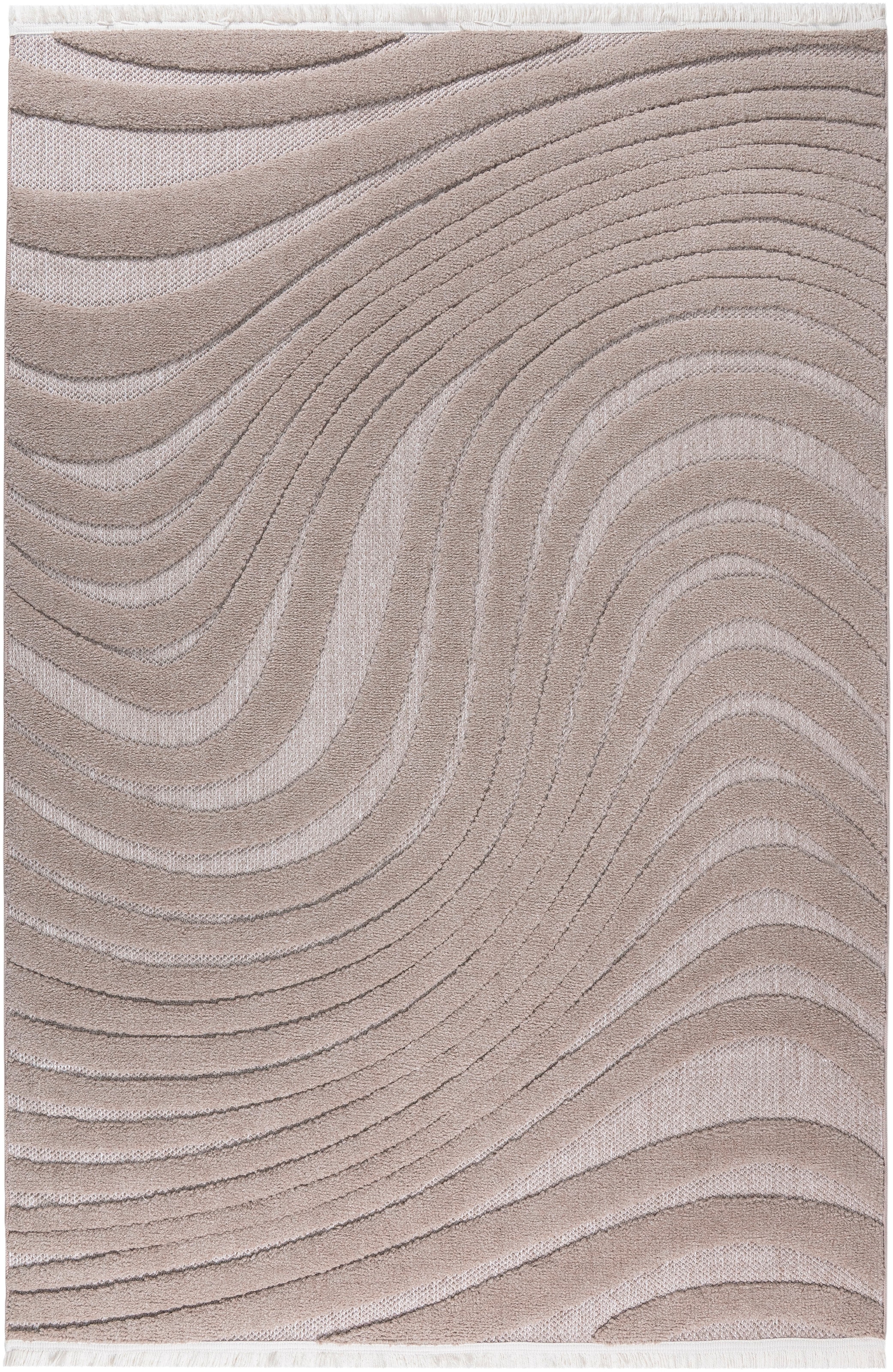 GOODproduct Tapis »Samelia mit Fransen, Wellendesign, Balkon, Camping« Rectangulaire 6 mm Höhe Hoch-Tief-Struktur, In- und Outdoor geeignet für Küche oder Esszimmer