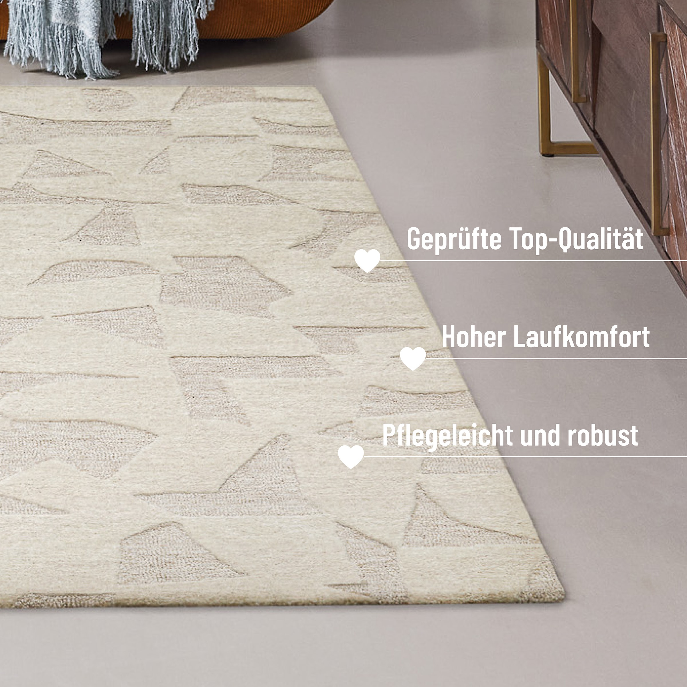 Wecon home Teppich »Ocean State« rechteckig 10 mm Höhe handgefertigt, gemustert, pflegeleicht, Wolle, Wohnzimmer, Esszimmer