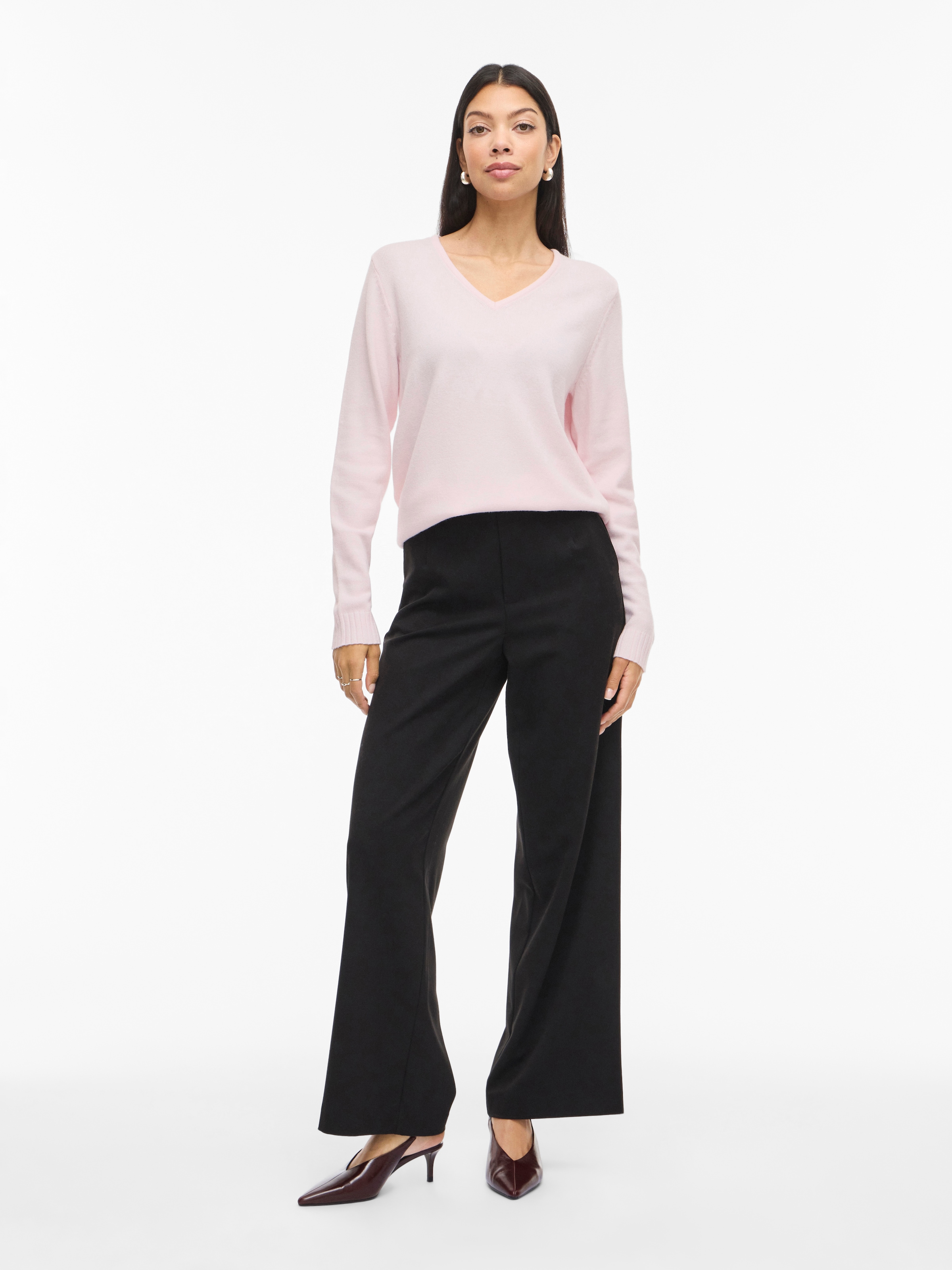 Vila Pull col V »VIRIL V-NECK L/S  KNIT TOP - NOOS« Materialmix, regular fit