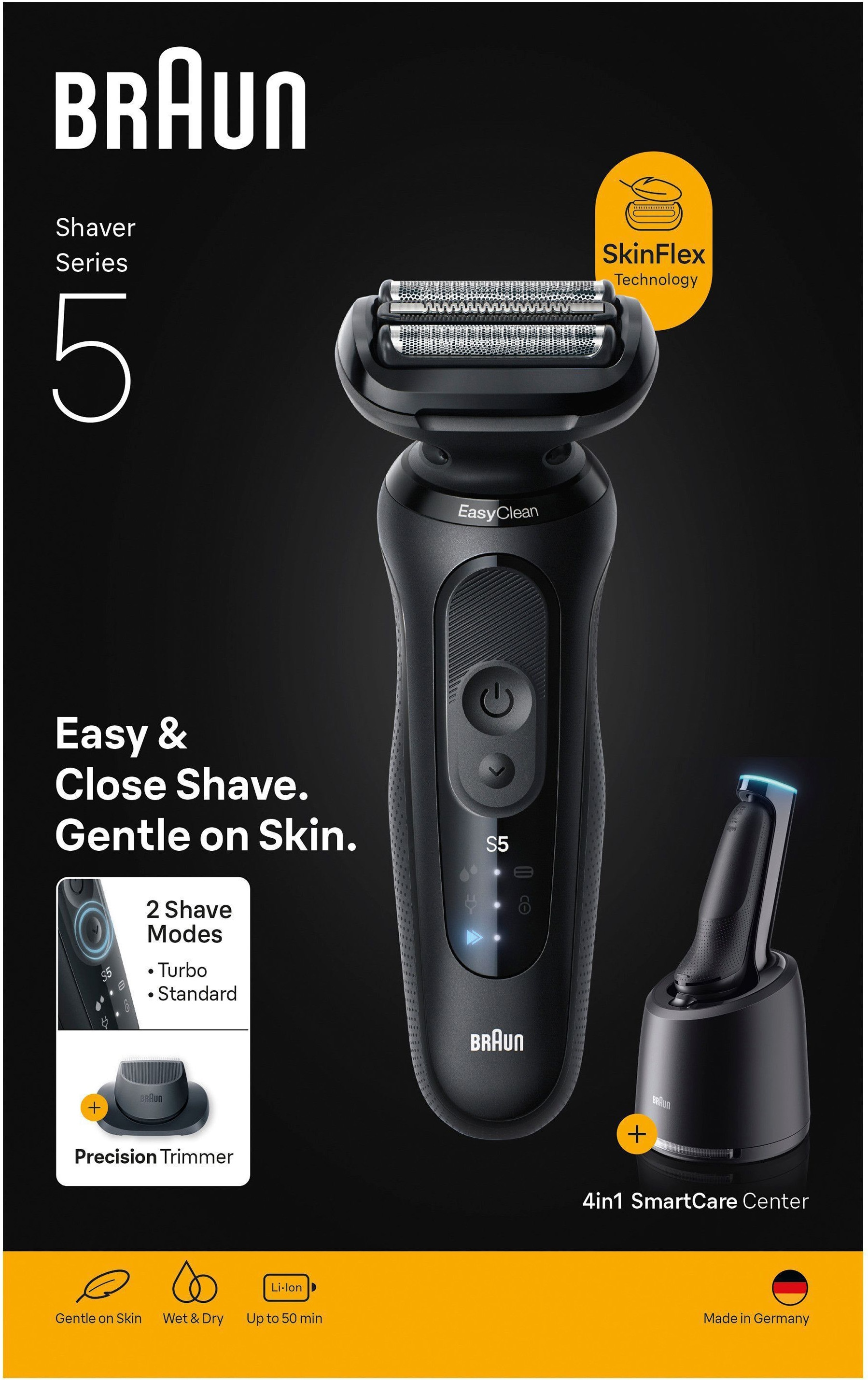 Braun Rasoirs électriques »Series 5 52-N7200cc« station de nettoyage rasoir étanche à lame en feuille, avec tondeuse de précision
