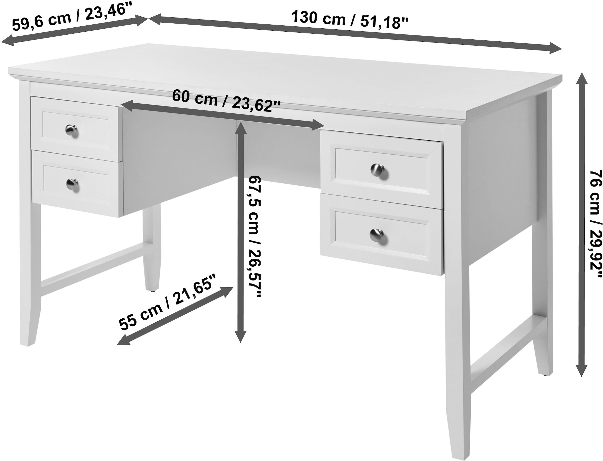 Jahnke Schreibtisch »CLASSIC D 130« 1 Stk. tlg. Schreibtisch, 4 Schubladen, Breite 130 cm