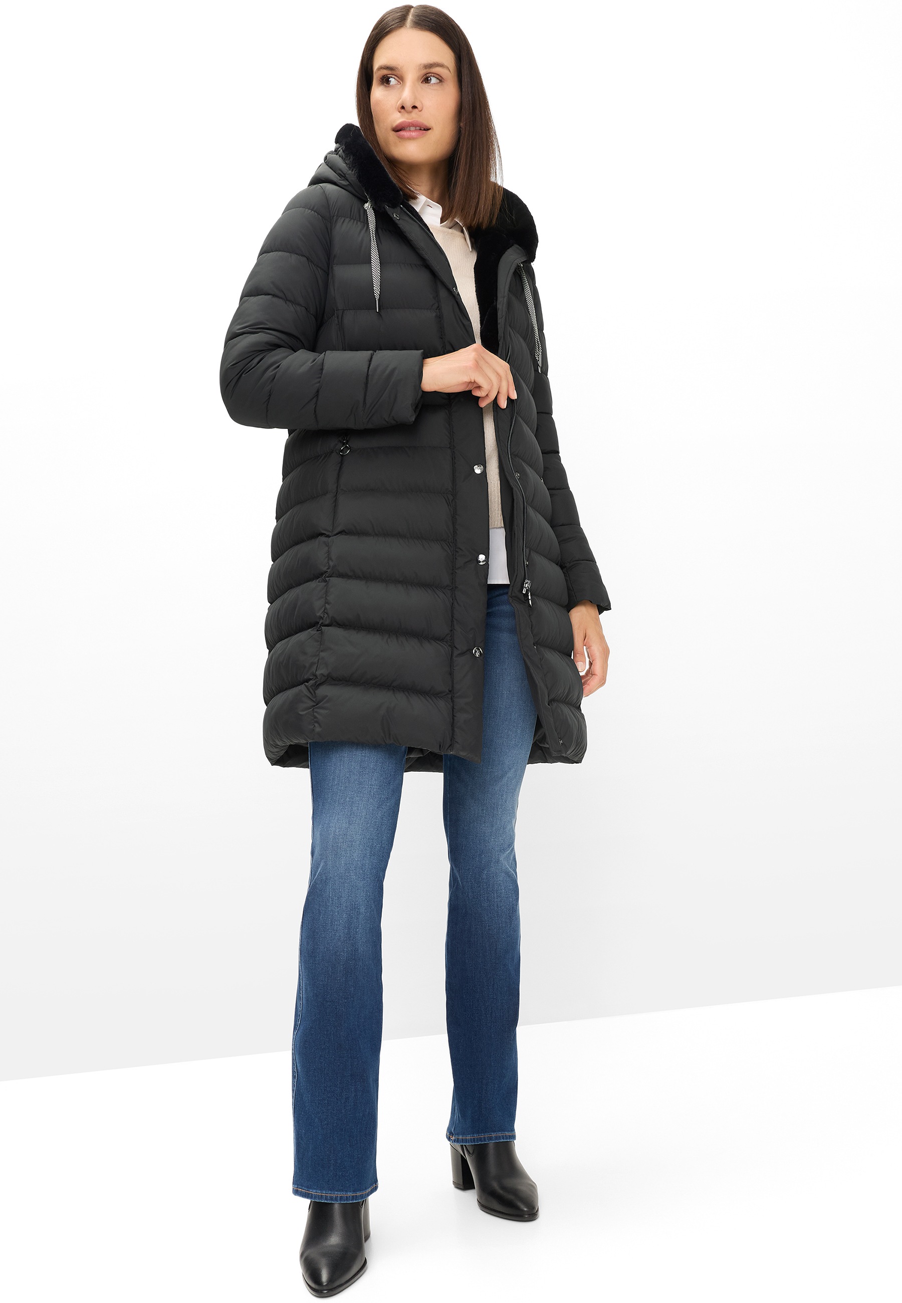 Fuchs Schmitt Manteau matelassé »Steppkurzmantel« capuche avec imitation fourrure, coupe régulière,