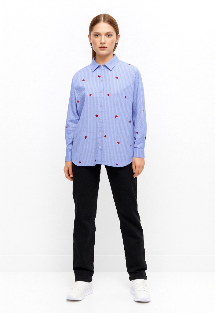 ONLY Hemdbluse »ONLNEW LINA GRACE LS STRIPE EMB SHIRT«
