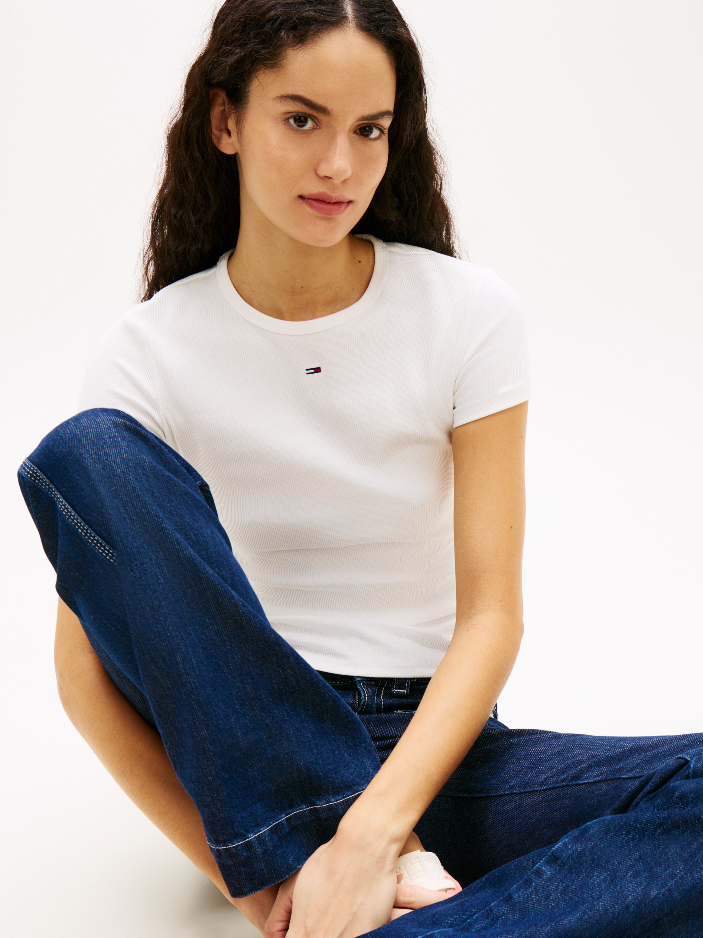 Tommy Jeans Kurzarmshirt »TJW 2PACK SLIM ESSENTIAL RIB SS« Packung, 2er-Pack, 2 Stk. mit gerippter Struktur