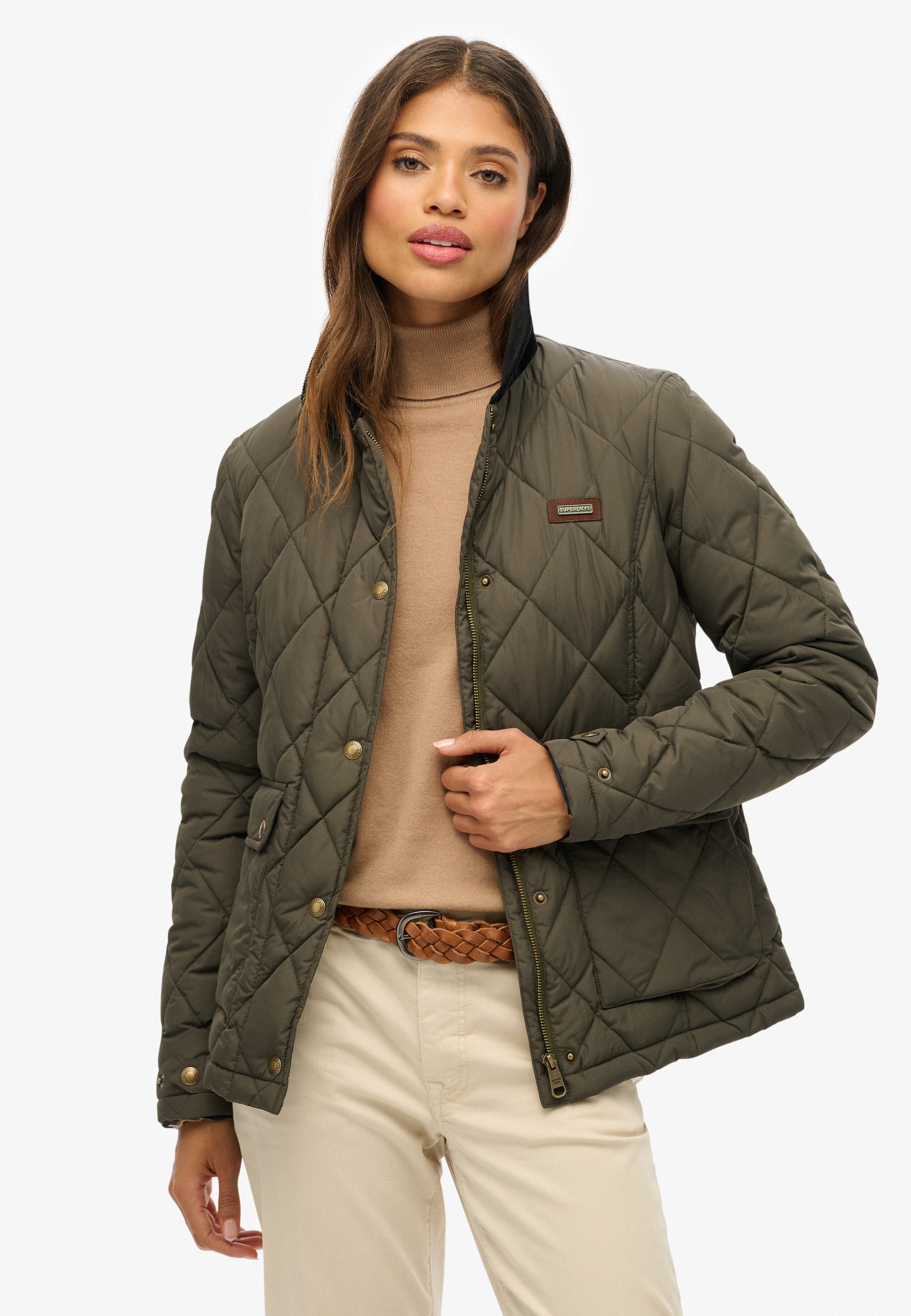 Superdry Steppjacke »CORD TRIMMED LINER JACKET« ohne Kapuze