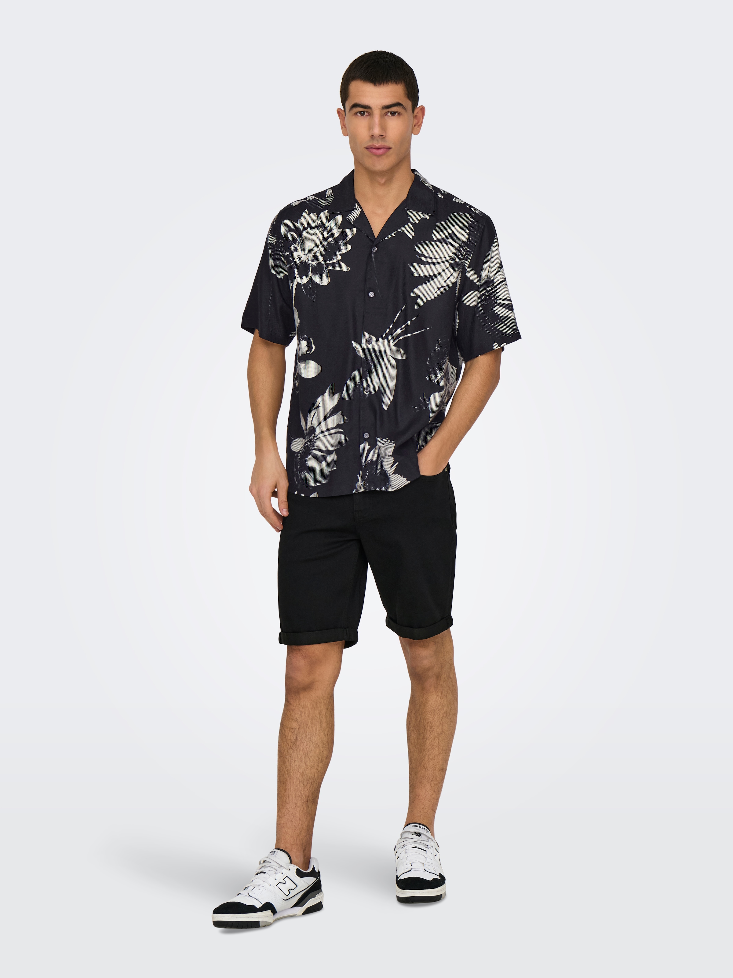 ONLY & SONS Short en jean »ONSPLY JOG BLK 0280 PIM DNM SHORTS NOOS« mélange coton, coupe régulière