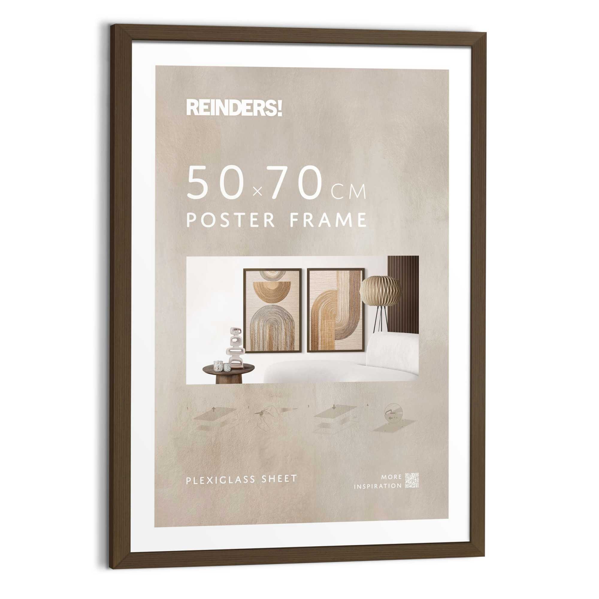 Reinders! Cadre photo »Poster 50x70 nussbaum« 1 cuis tlg. Salon - Noyer - MDF - Pas de sujet - 53,5x73,5 cm
