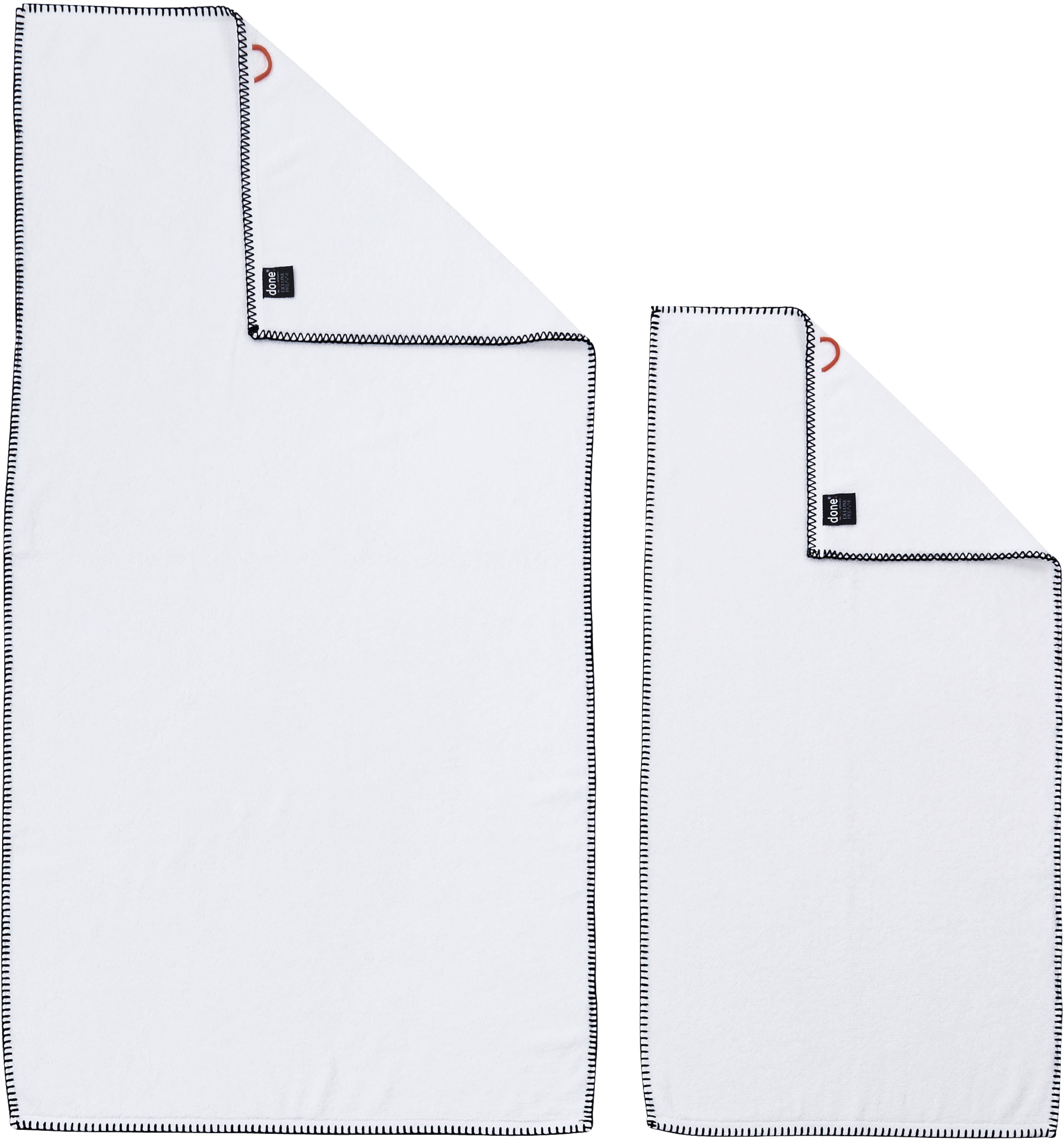 done.® Handtuch Set »Deluxe Prime 2xHandtücher (50x100 cm), 2x Duschtücher (70x140 cm)« Set 4 Stk. Zwirnfrottee mit einfassender Ziernaht in schwarz