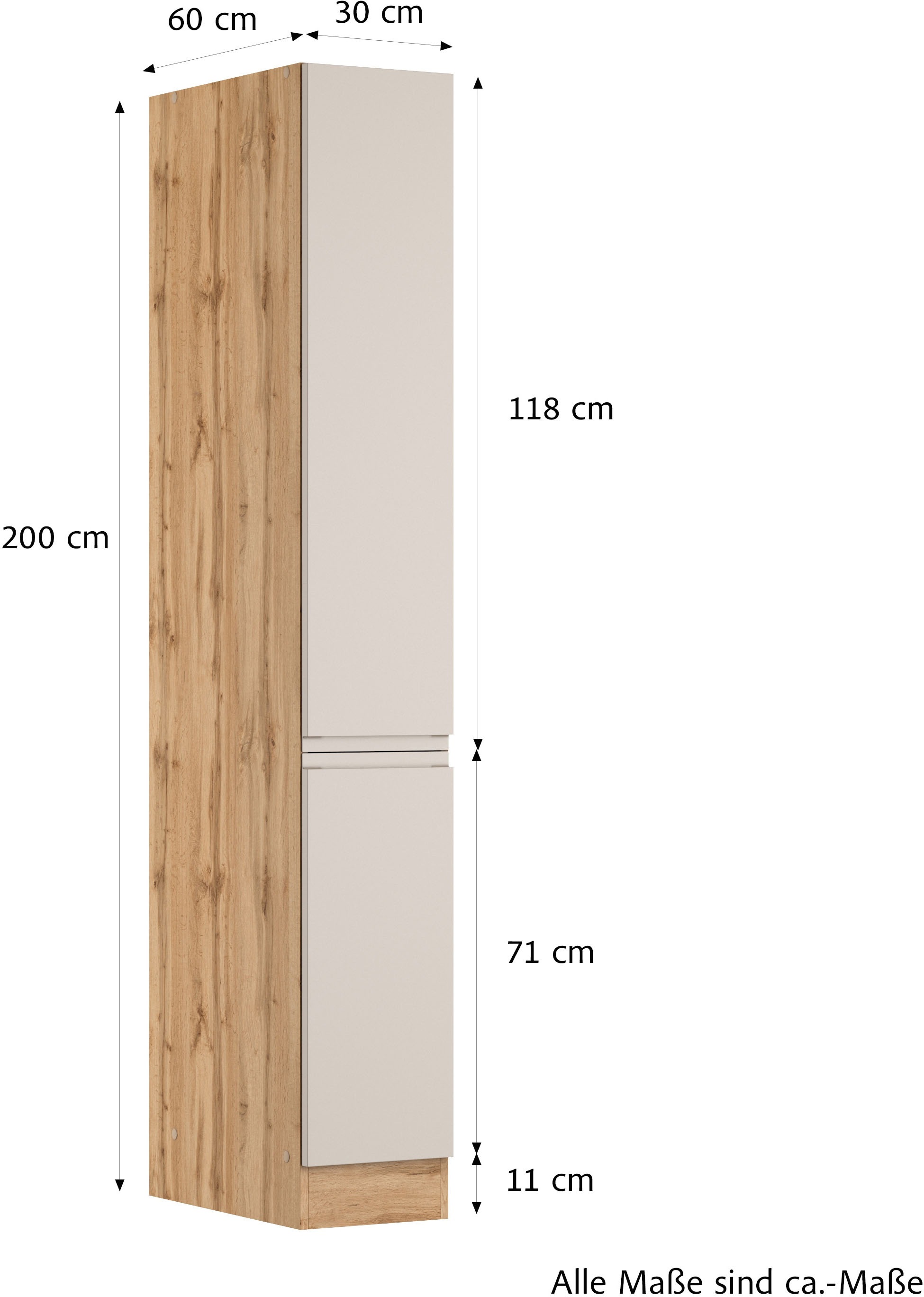 KOCHSTATION Apothekerschrank »KS-Virginia,neu in verbesserter Ausführung« Stauraum, Softclose,  Breite 30 cm, Höhe 200 cm, 2 Auszüge, Soft-Close-Funktion