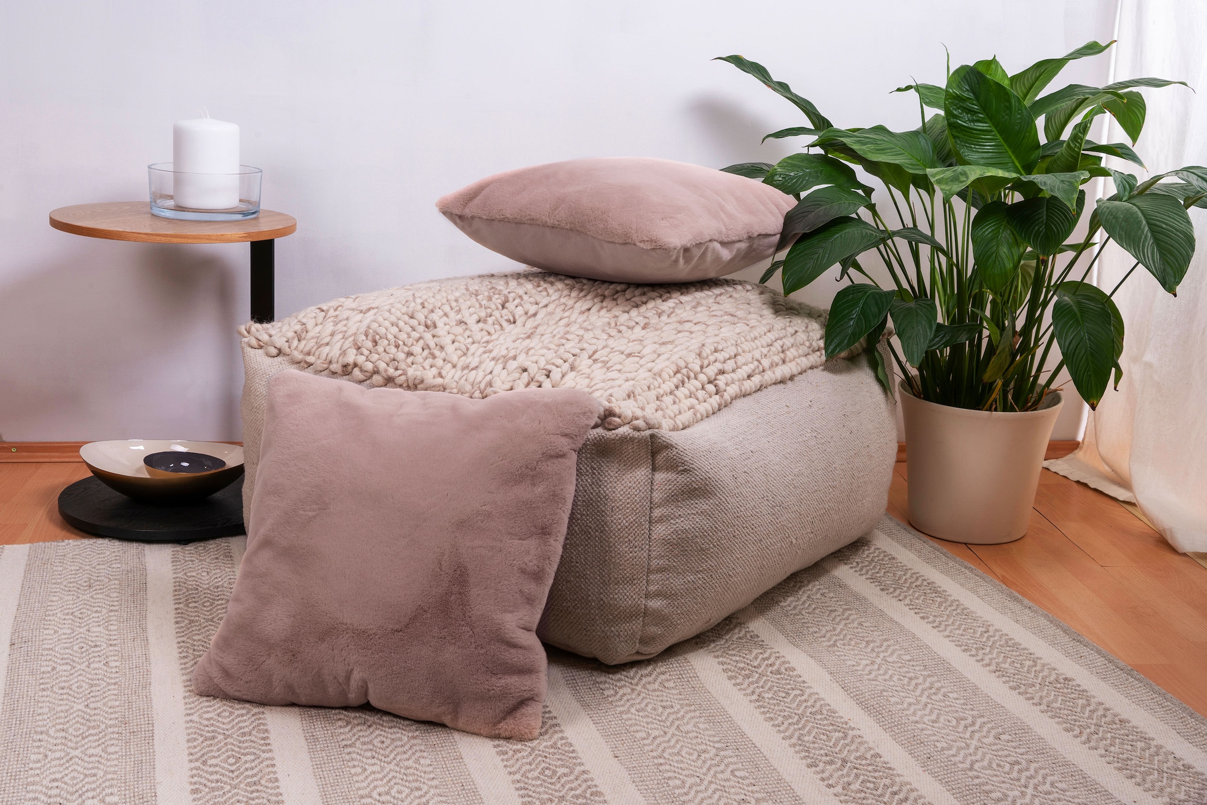 Kenda Sand Oreiller en fourrure »Dekokissen Aimee 625 2er-Set« Kissen inkl. Füllung mit flauschigem Stoffbezug