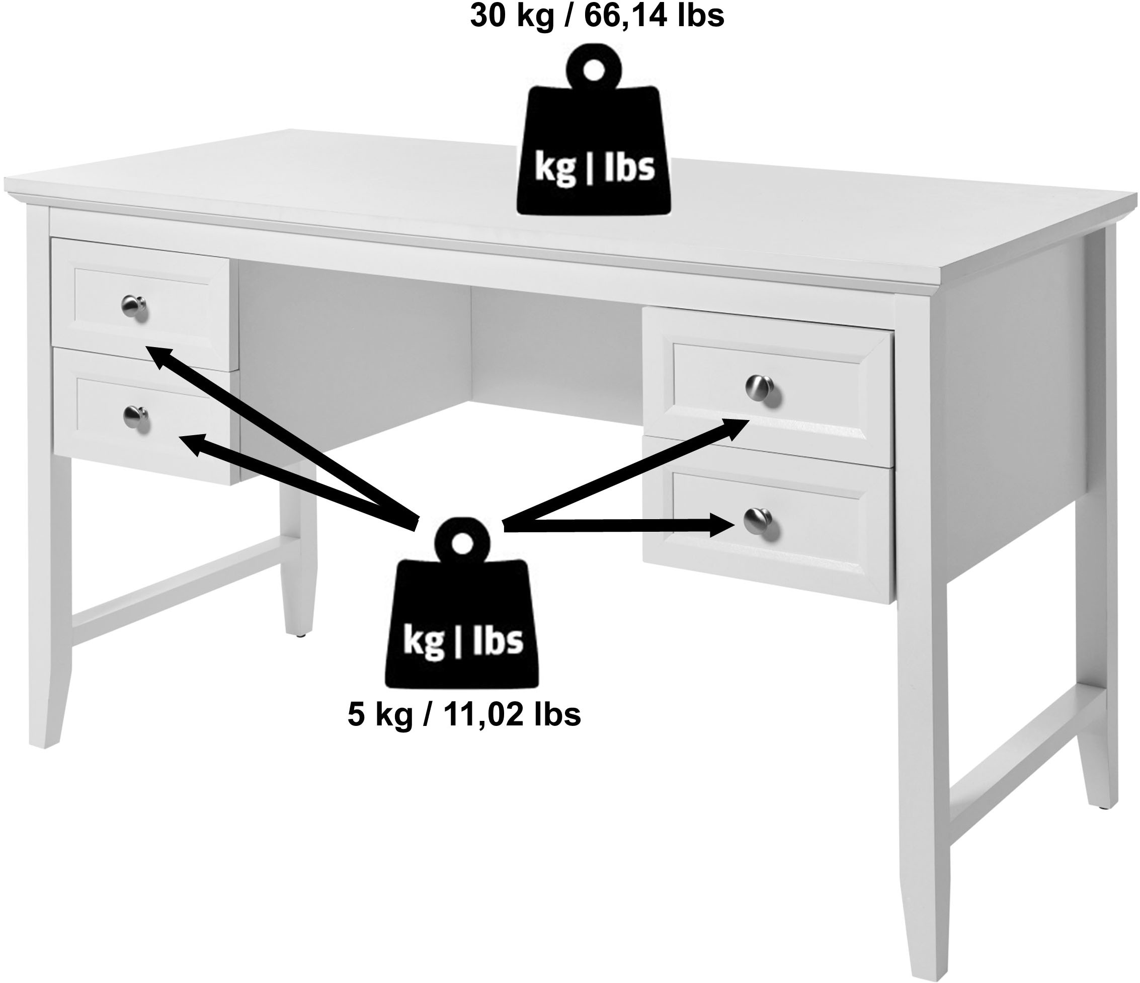 Jahnke Schreibtisch »CLASSIC D 130« 1 Stk. tlg. Schreibtisch, 4 Schubladen, Breite 130 cm