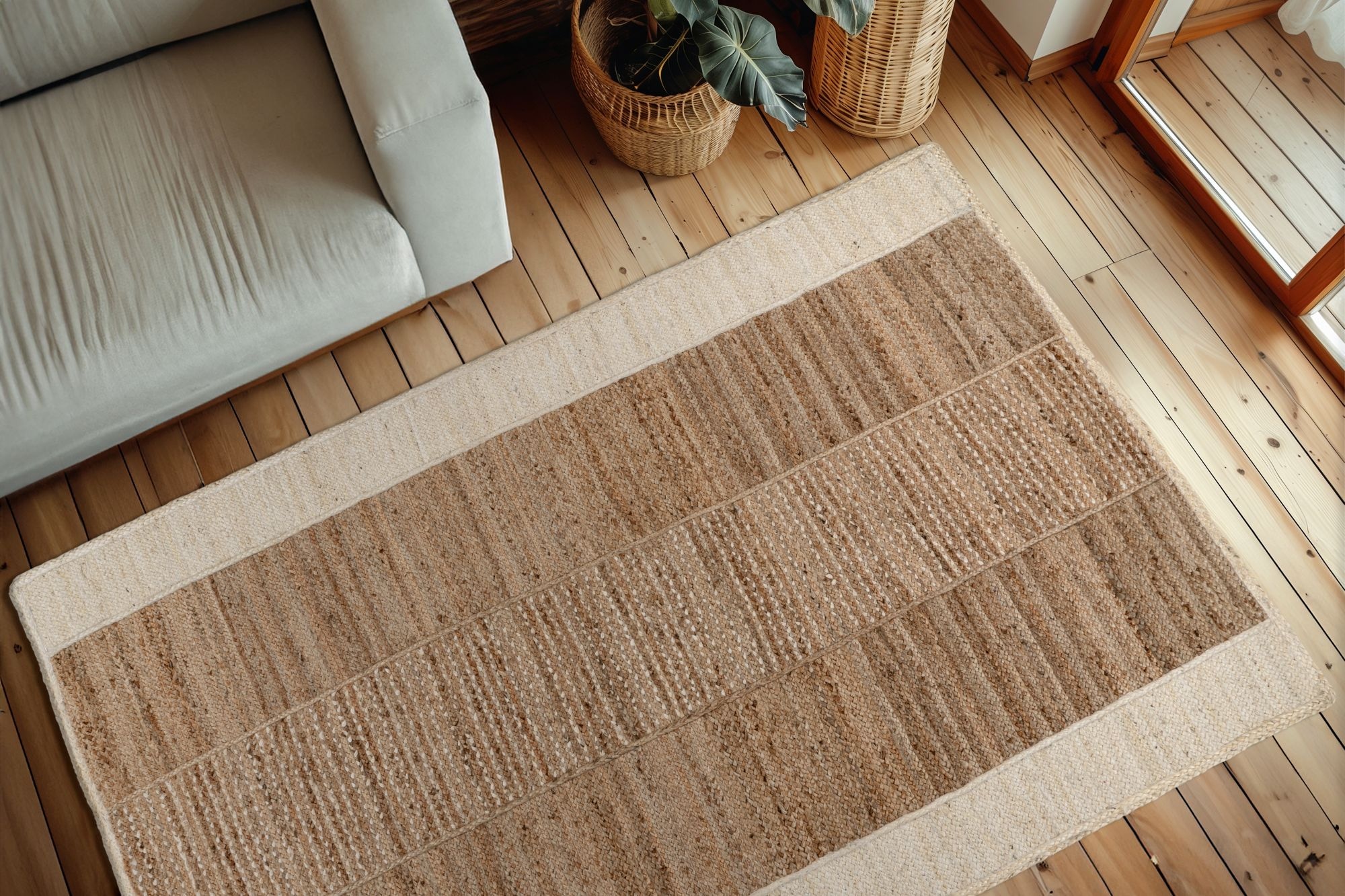 Kayoom Teppich »Cozy Bliss 470 Juteteppich« rechteckig 8 mm Höhe Kurzflor, Handgeknotet, Modernes Muster, Jute, Wohnzimmer