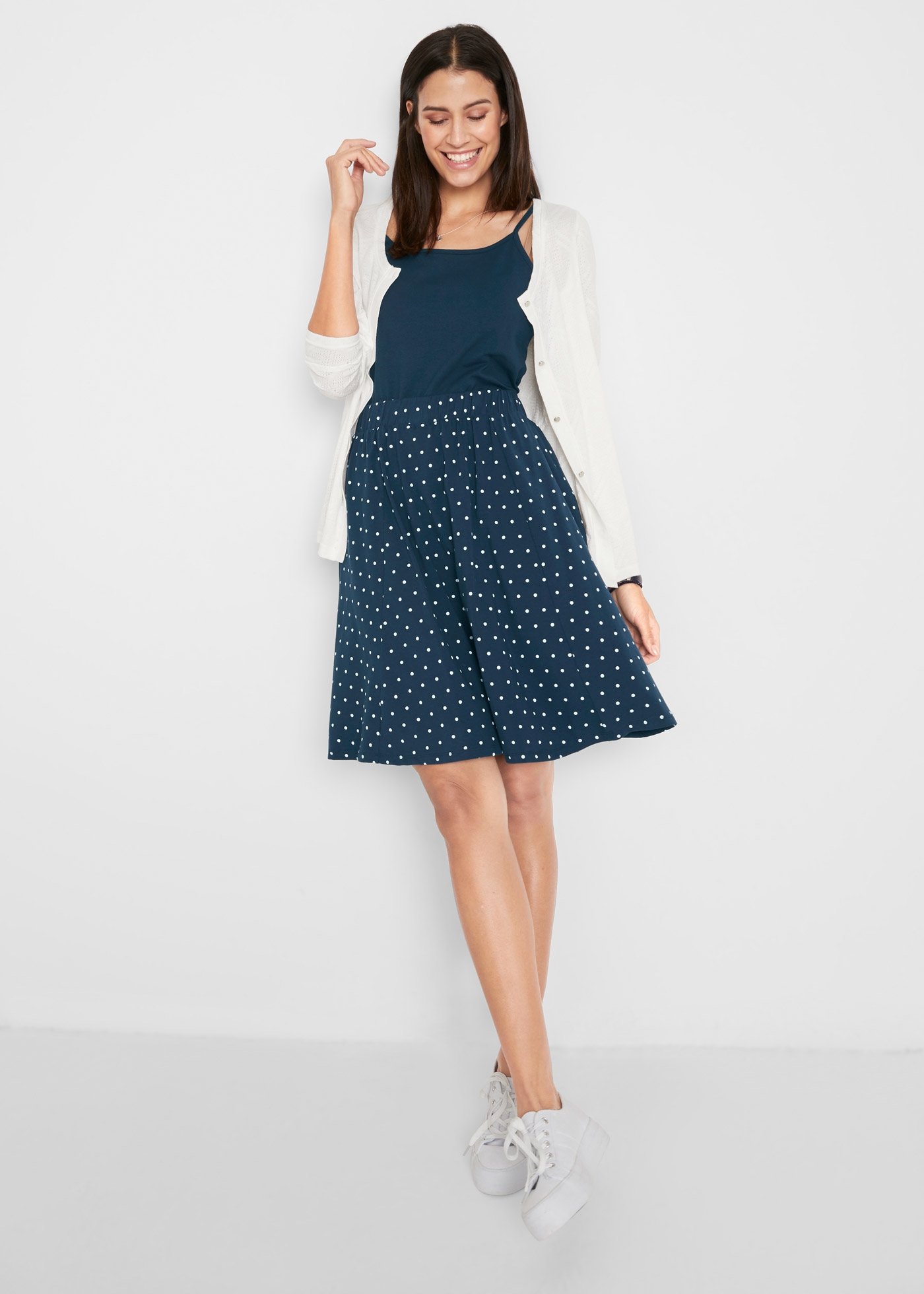 bonprix Jerseyrock Packung, 2, 2 Stk. aus Baumwollmischung, A-Linie Passform, mit Gummizug