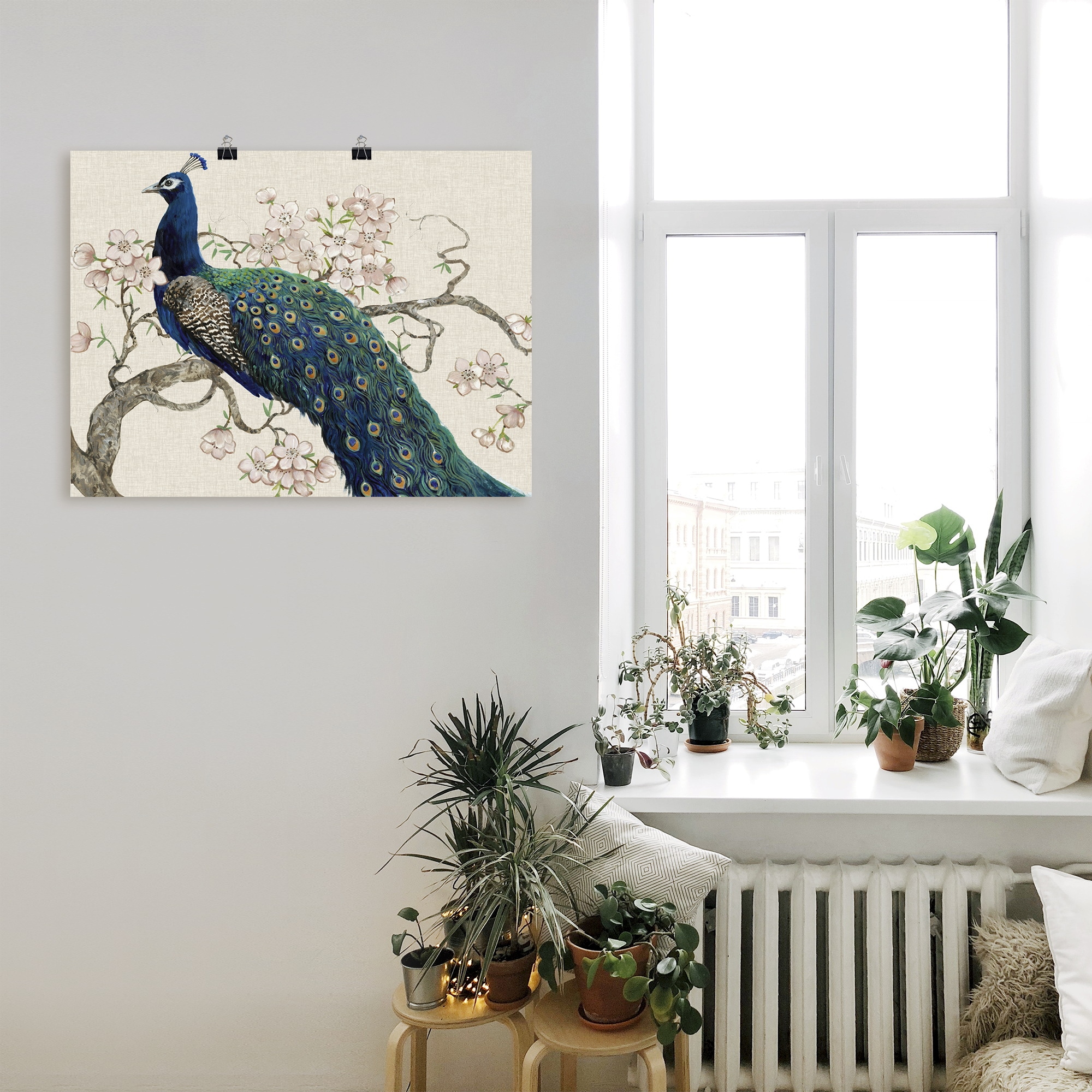 Artland Wandbild »Pfau & Blüten II« Vögel 1 Stk. tlg. als Leinwandbild, Poster in verschied. Grössen