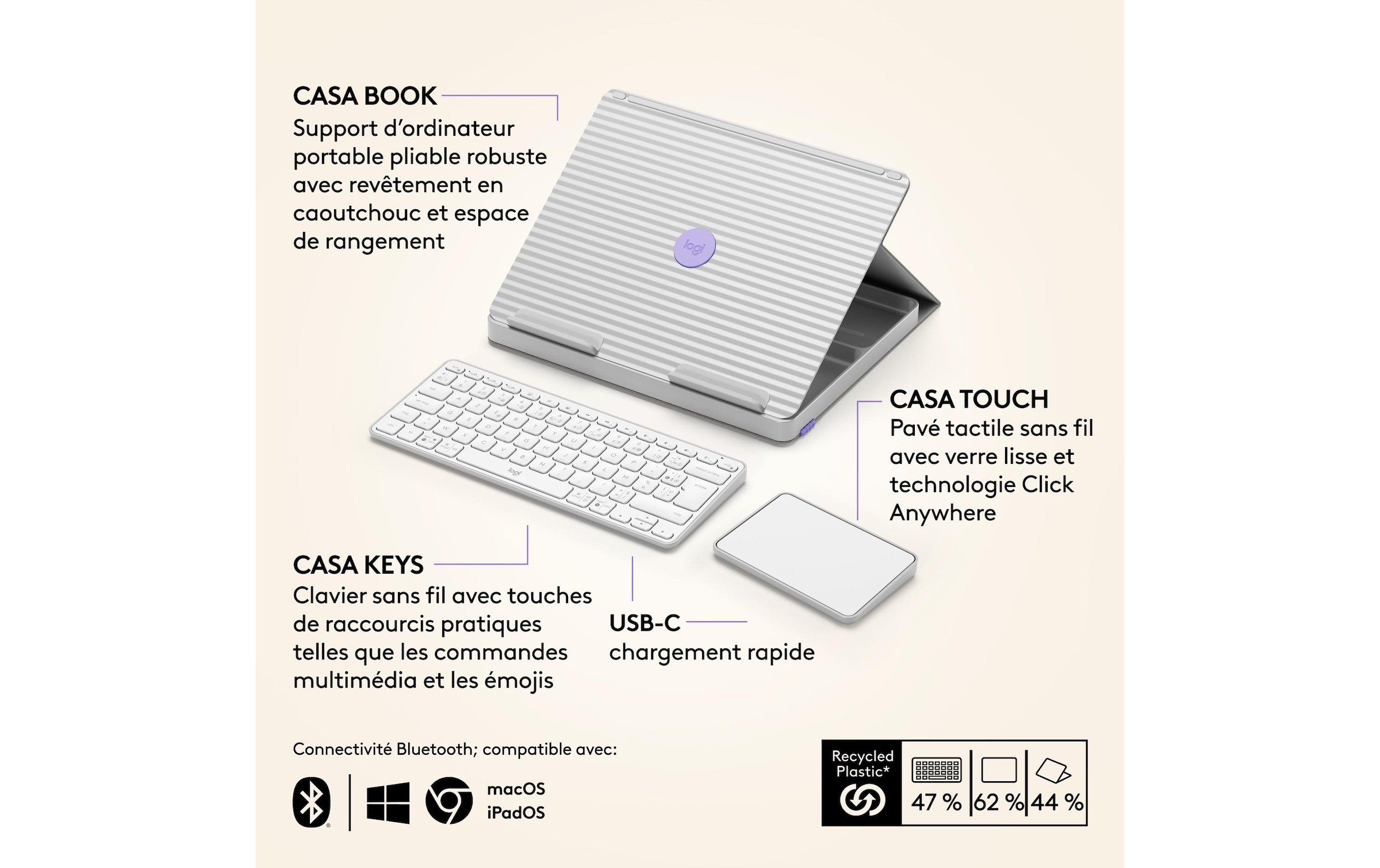 Logitech Clavier de tablette »Cover Casa Pop-Up Desk« ()