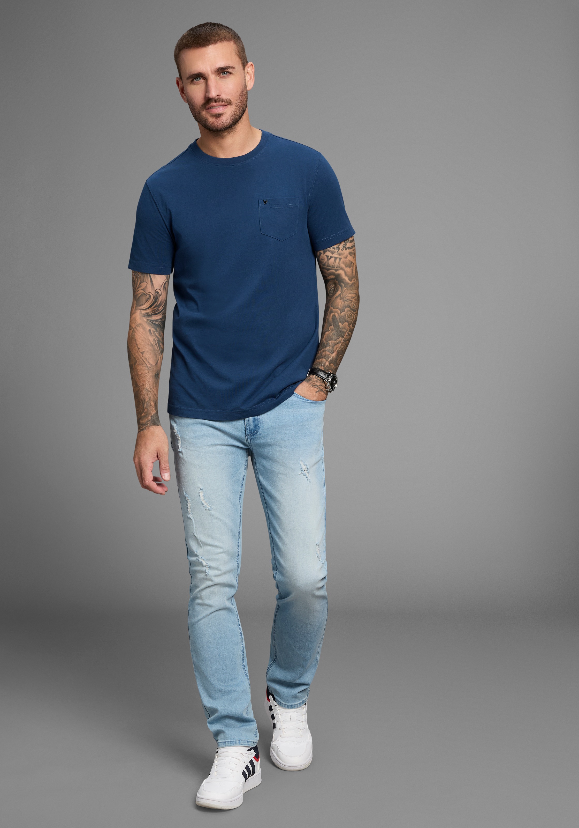 Bruno Banani T-shirt Gewaschene Optik mit Brusttasche