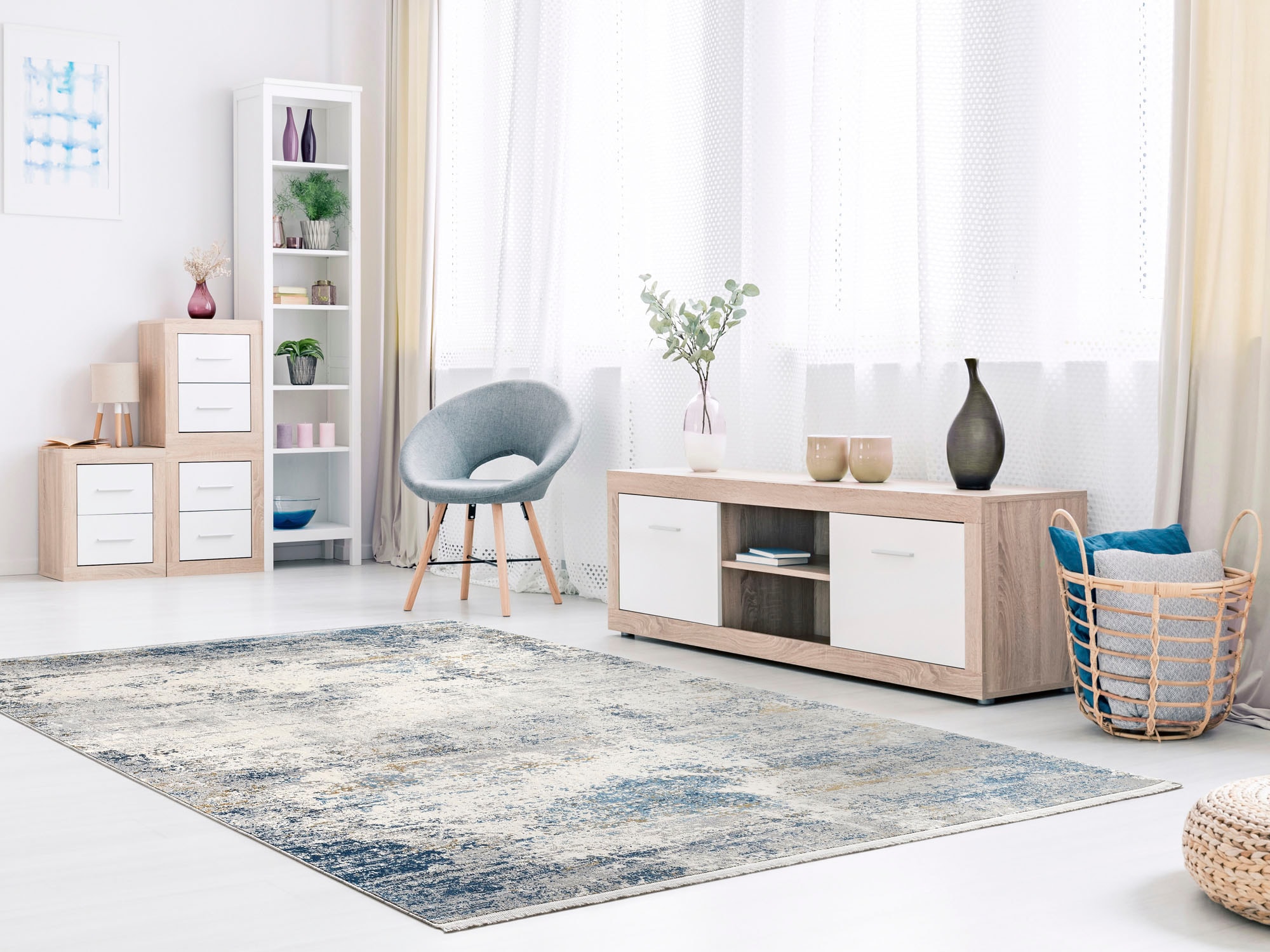 OCI DIE TEPPICHMARKE Teppich »ELEMENTS VITA« rechteckig 8 mm Höhe Kurzflor, dezenter Glanz, Viskose, Wohnzimmer